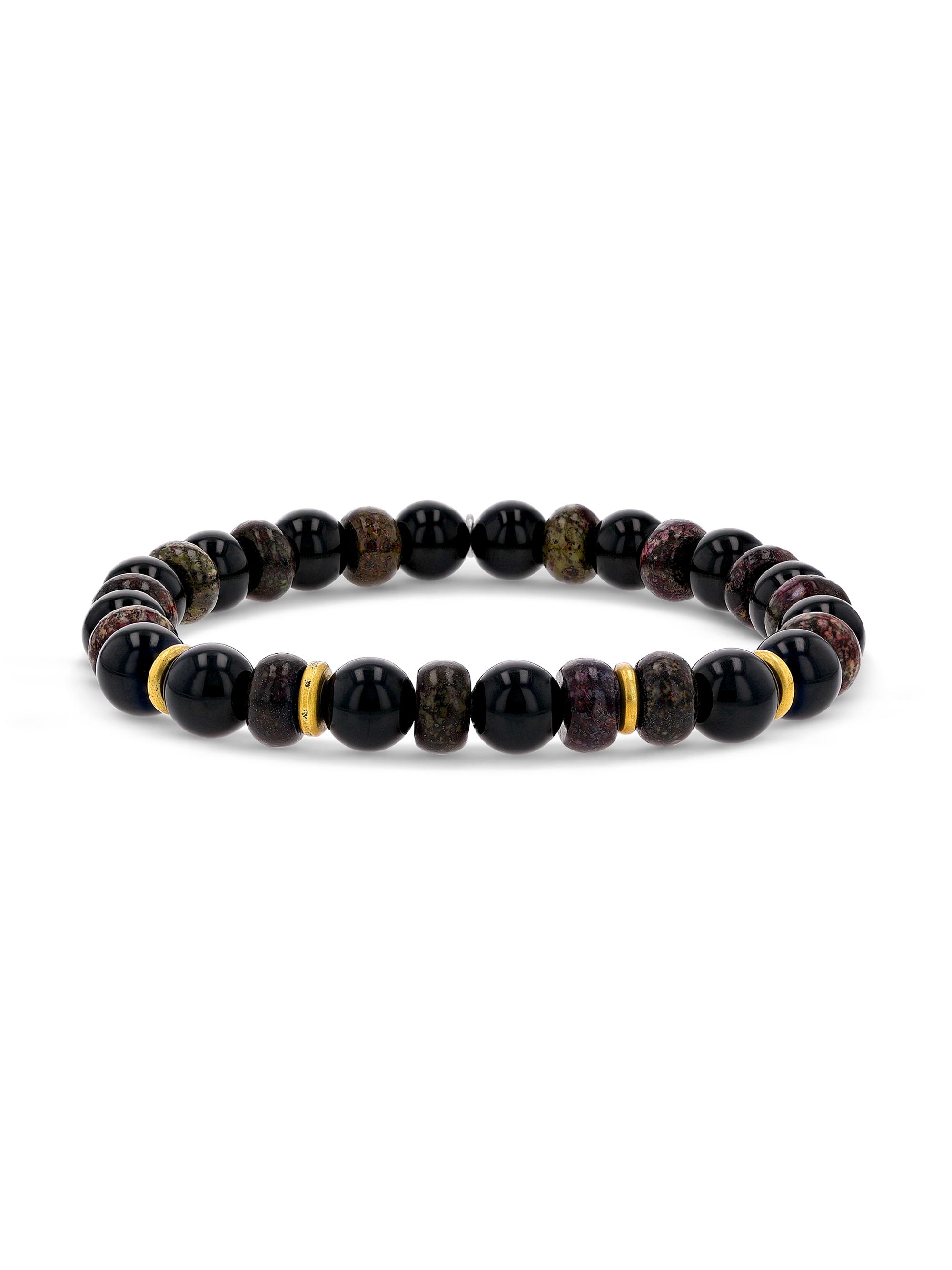 Sheryl Lowe Women's Mr. Lowe Goldtone, Onyx & Ruby Zoisite Beaded Stretch Bracelet - Onyx Ruby Zoisite