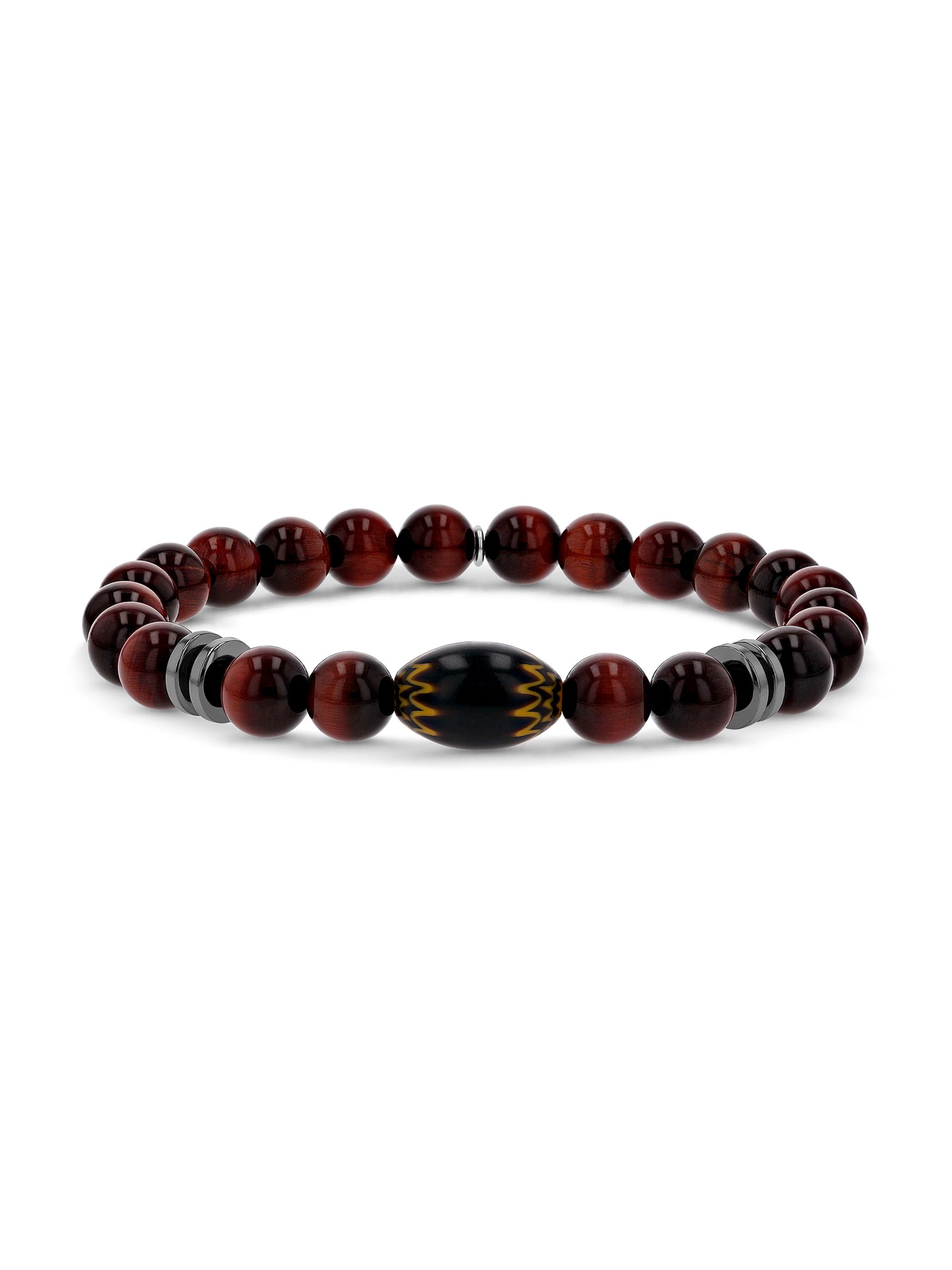 Sheryl Lowe Women's Mr. Lowe Hematite & Red Tiger's Eye Beaded Stretch Bracelet - Red Tigers Eye