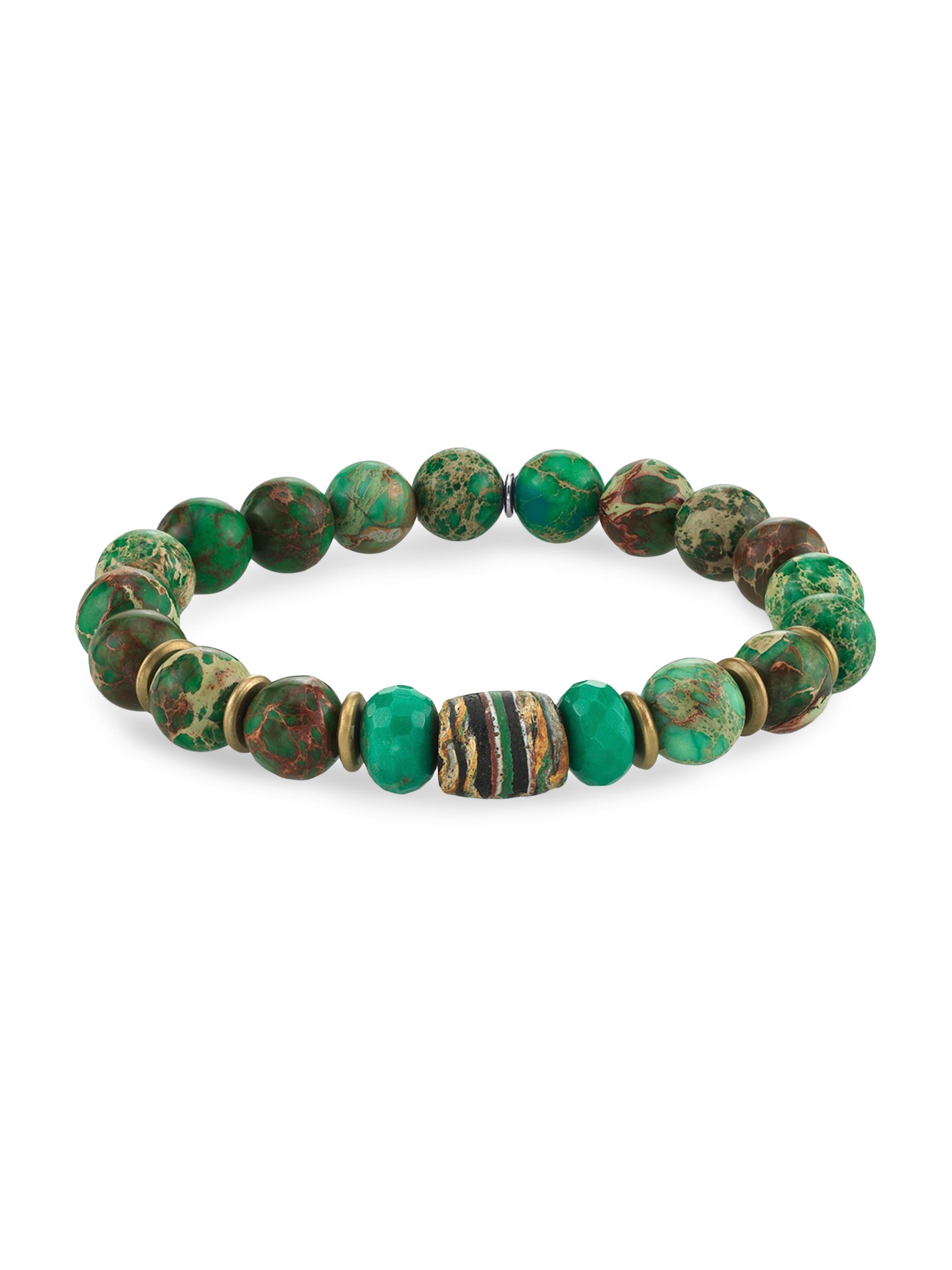 Sheryl Lowe Women's Mr. Lowe Goldtone, Green Jasper & Chrysoprase Beaded Stretch Bracelet - Chrysoprase Green Jasper