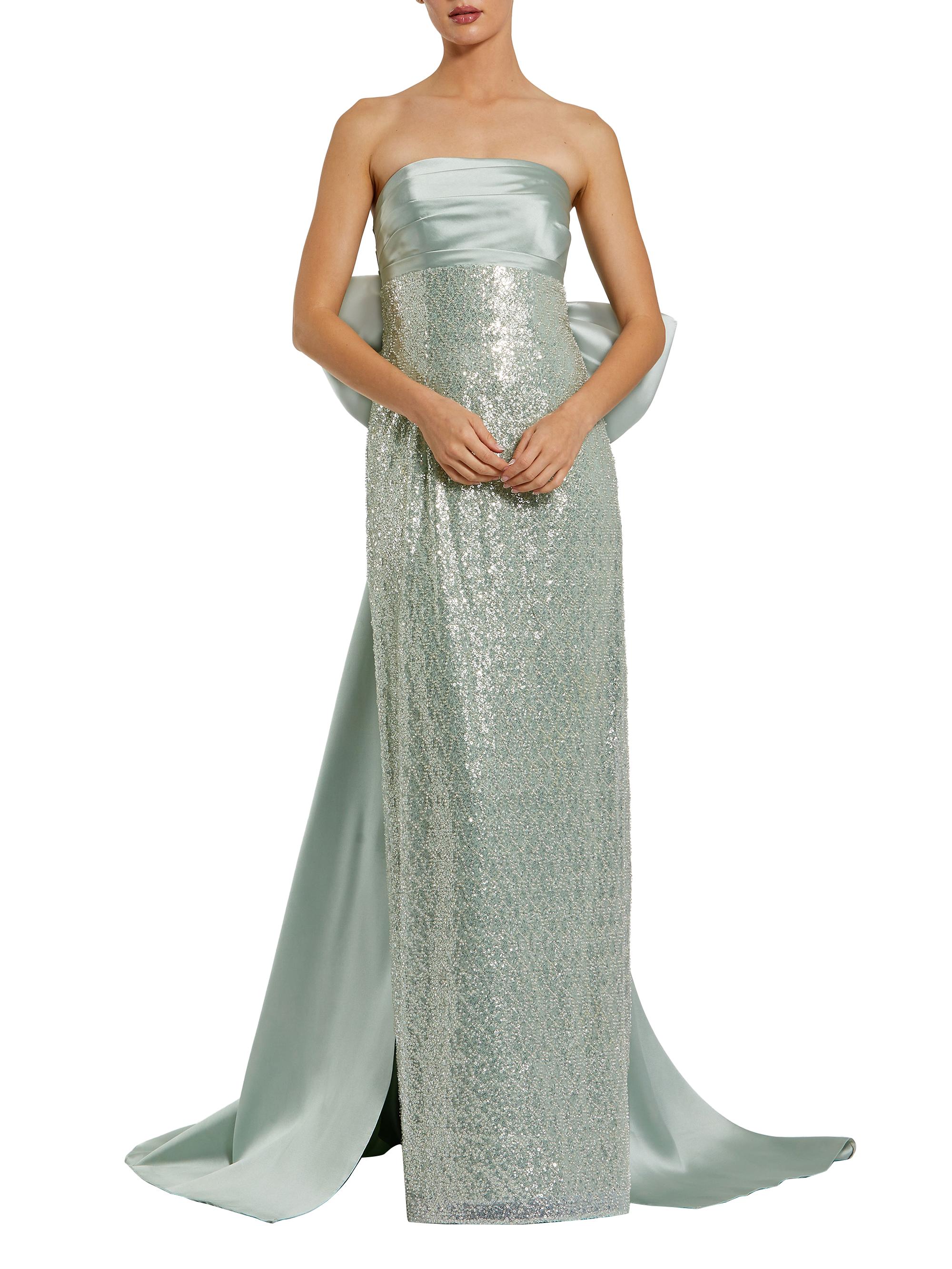 Mac Duggal Women's Embellished Bow Strapless Gown - Sage