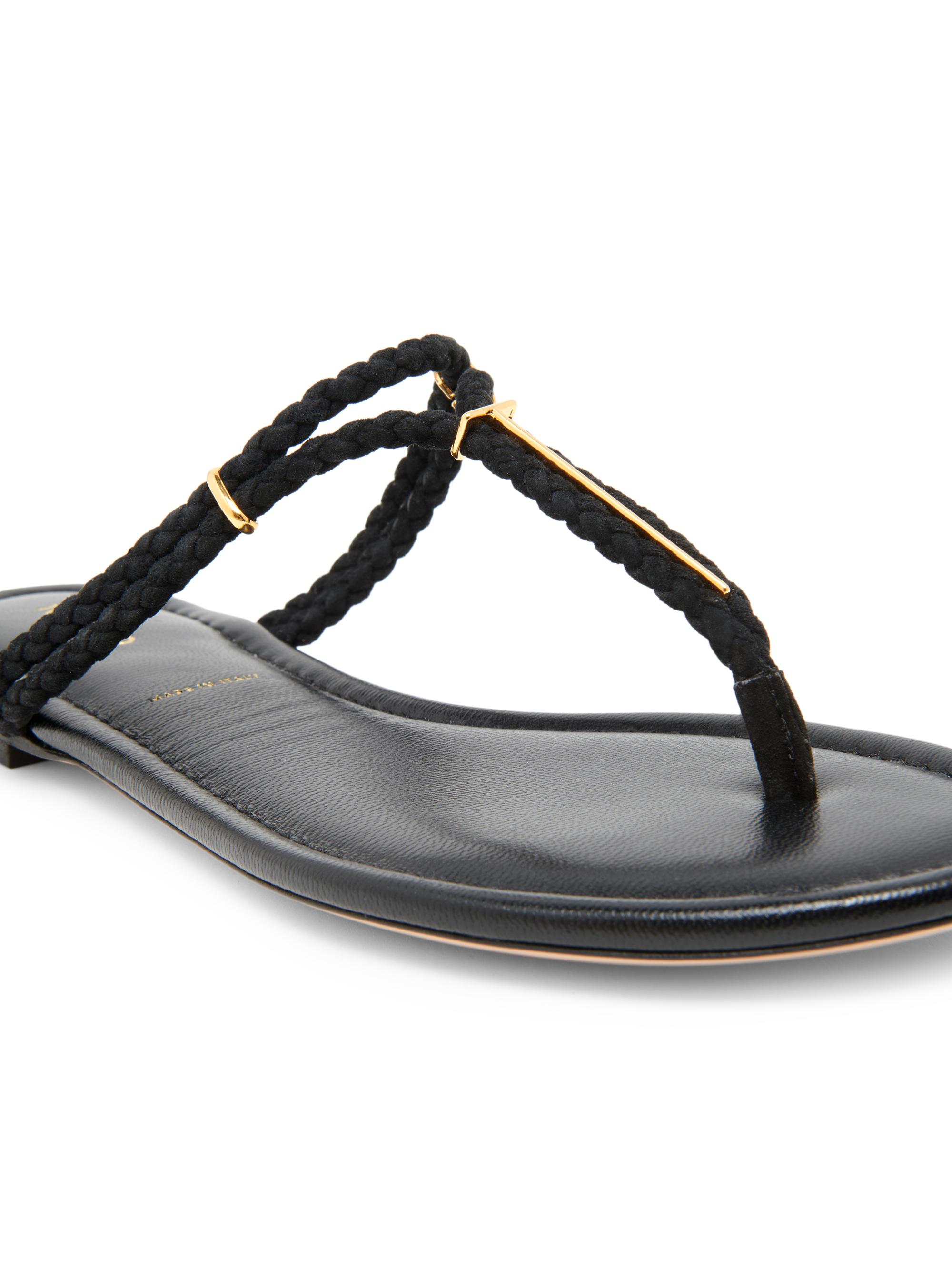 TOM FORD Lily Woven Suede T-Strap Sandals | Saks Fifth Avenue