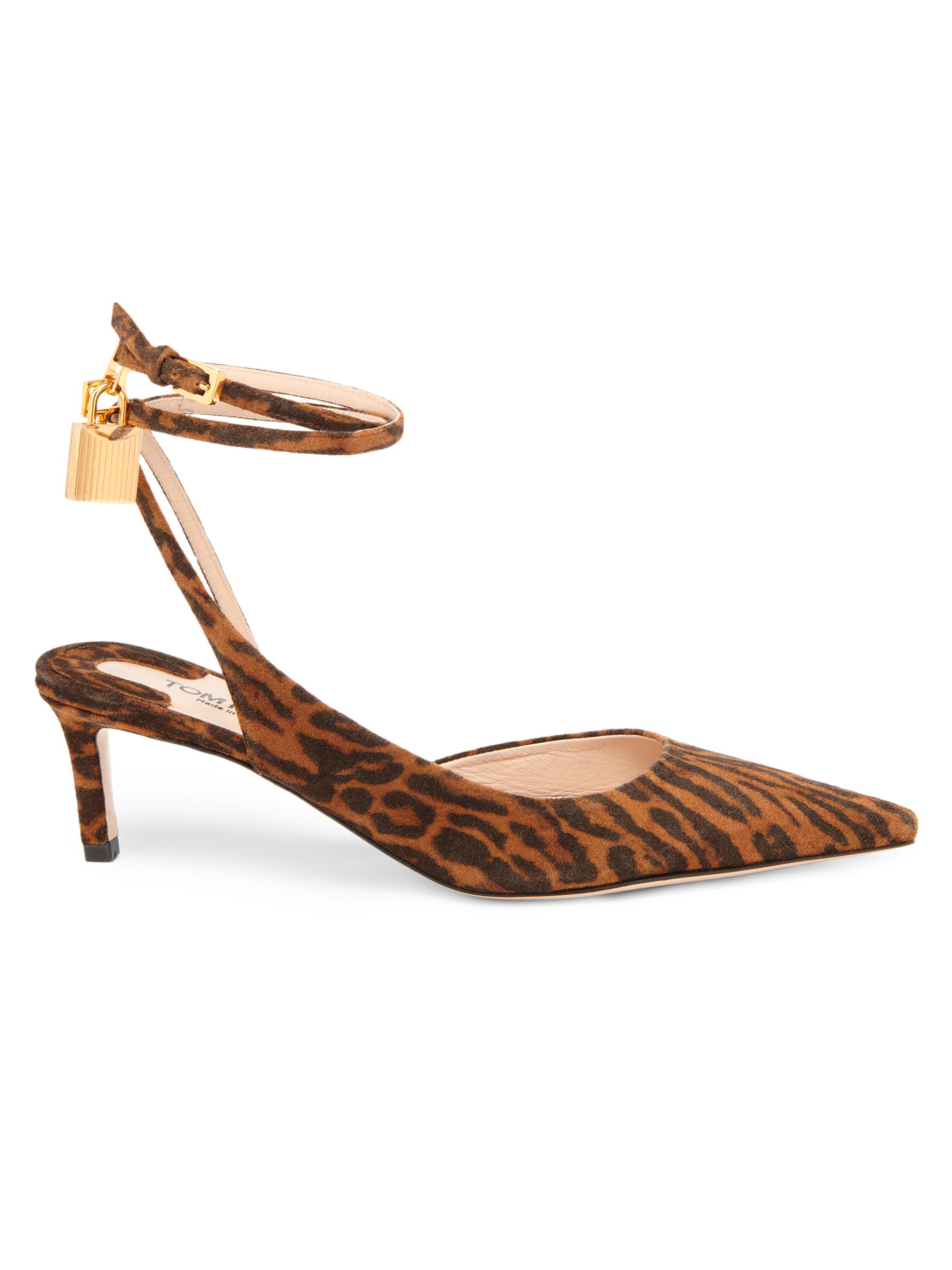 TOM FORD Padlock 55MM Ocelot Print Suede Slingback Pumps | Saks