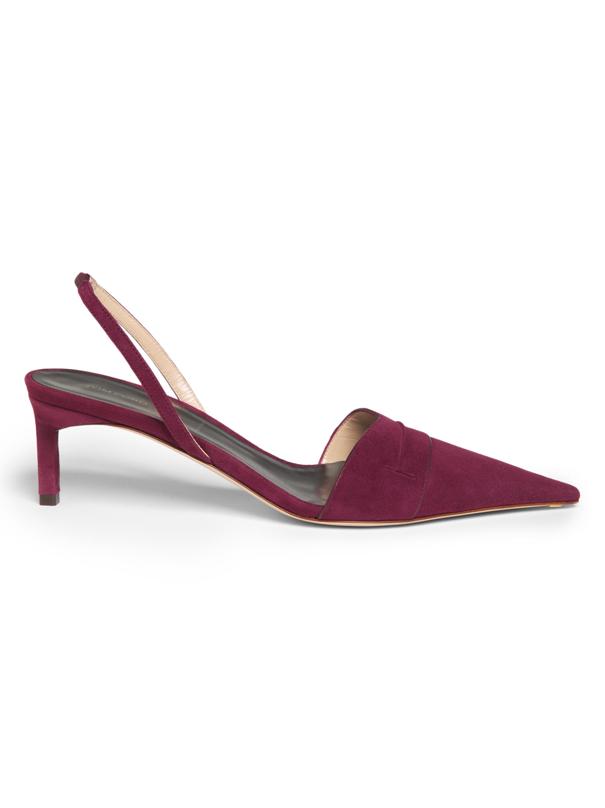TOM FORD Women's Eva 55MM Suede Slingbacks - Red Plum