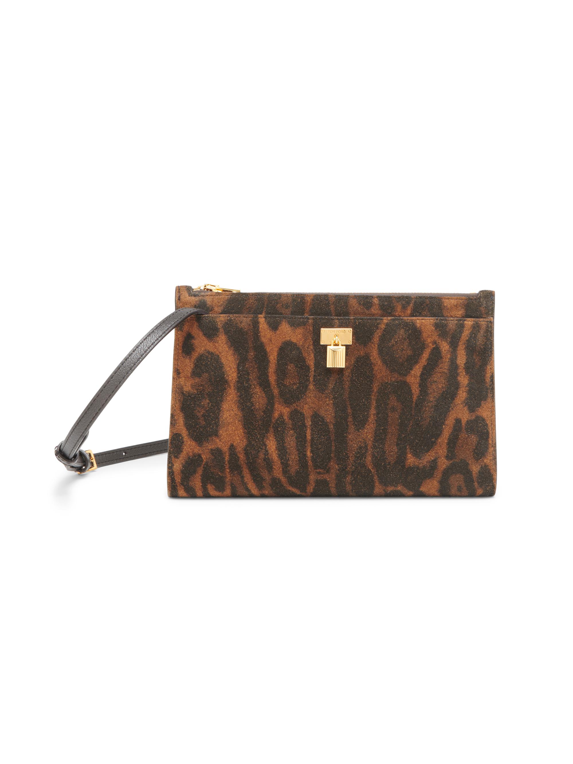 TOM FORD Women's Padlock Mini Leopard Suede Crossbody Bag - Brown Whisky