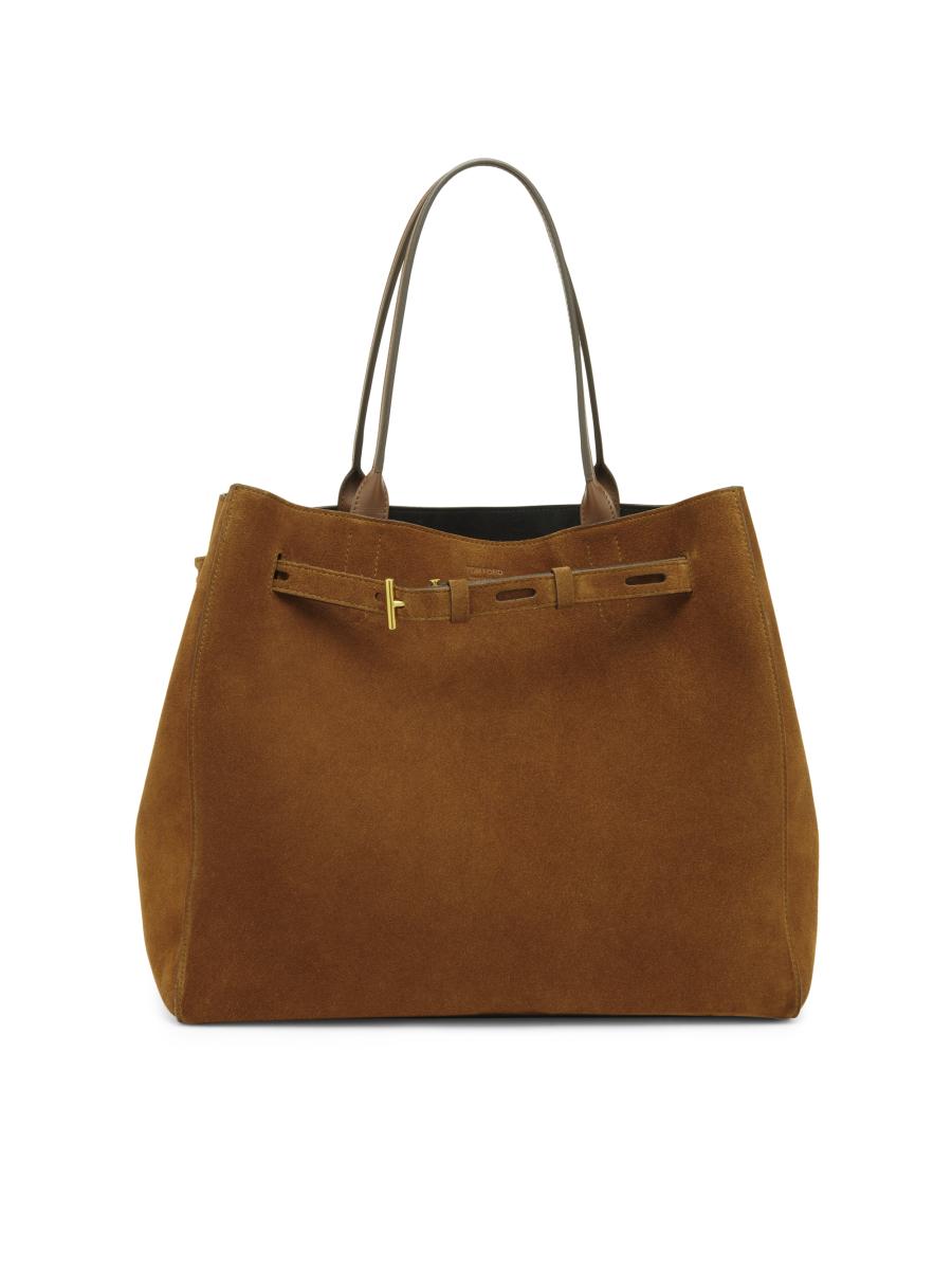 Tom Ford Women's Audrey Large Suede Tote Bag In Brown