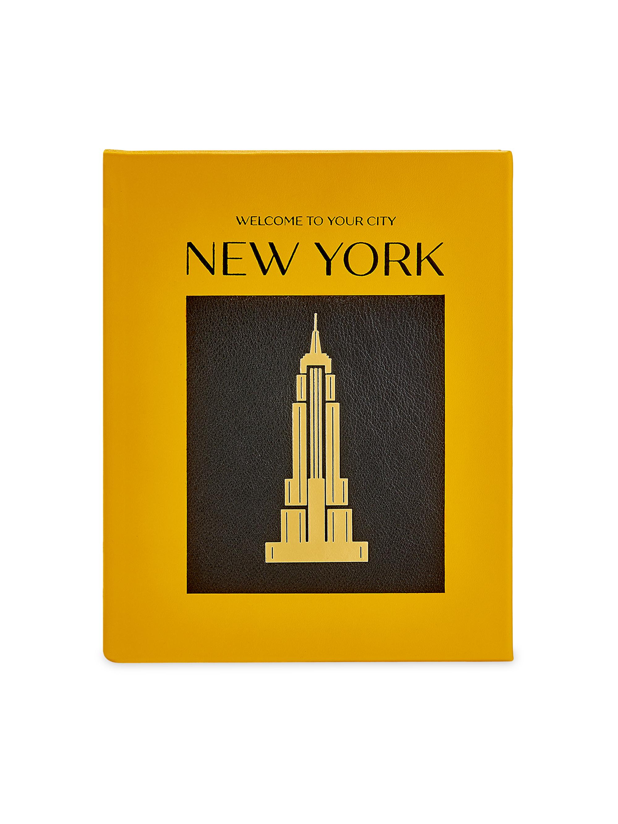 Graphic Image Trope New York Leather Bound Book - Yellow