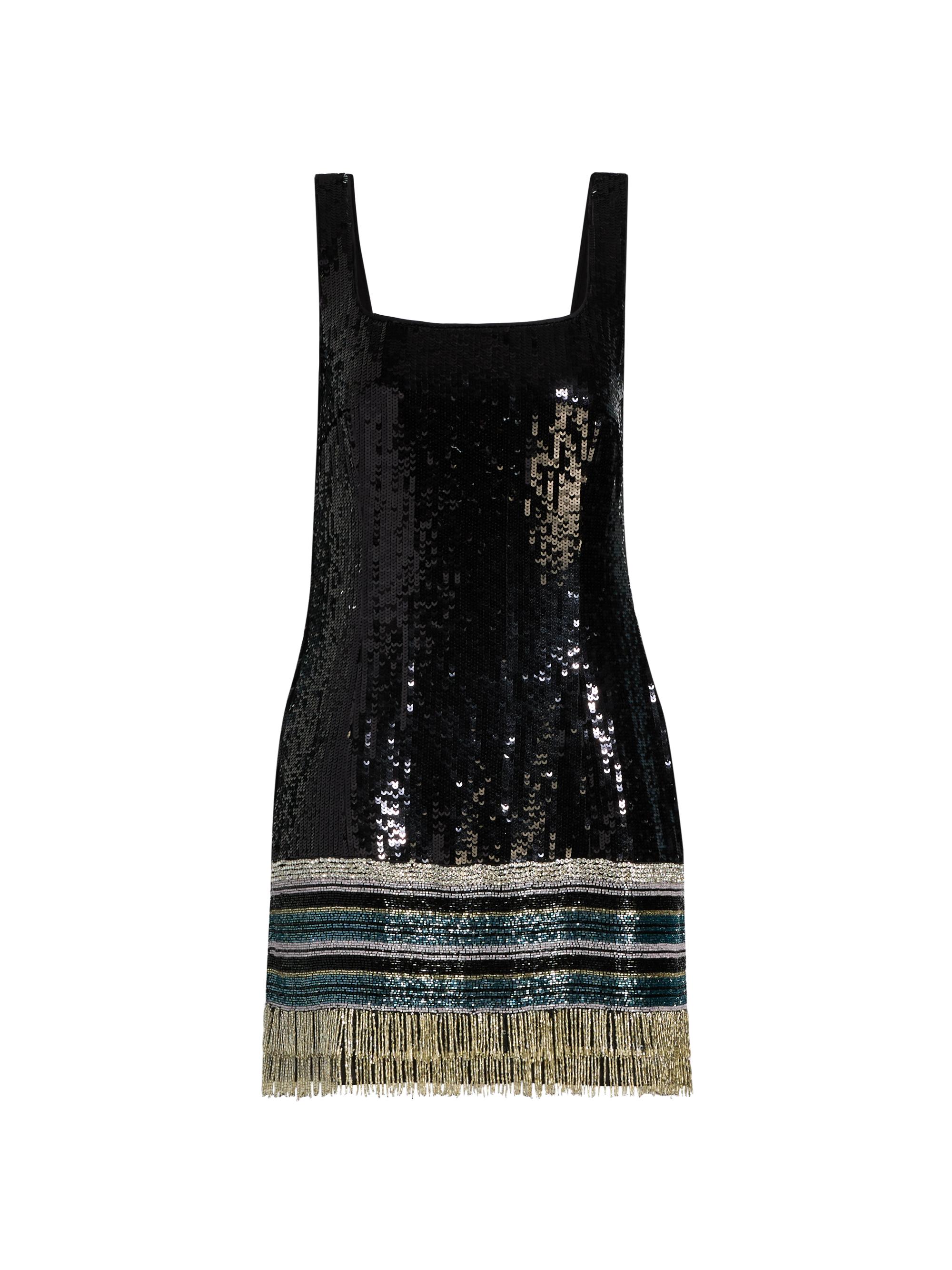 Amanda Uprichard Women's Augustine Embellished Fringe Minidress - Black Multi