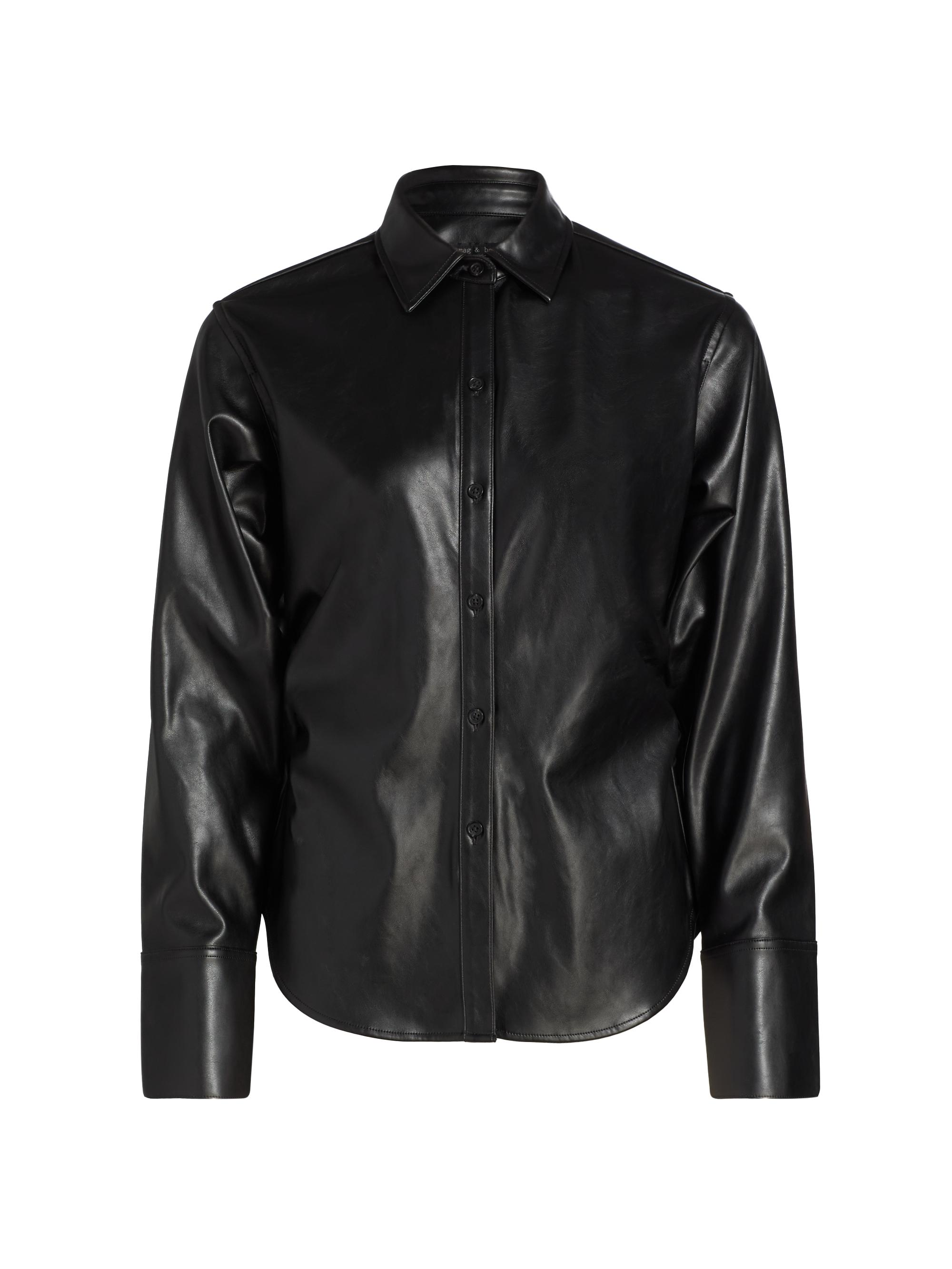 rag & bone Leah Faux-Leather Button-Front Shirt | Saks Fifth Avenue