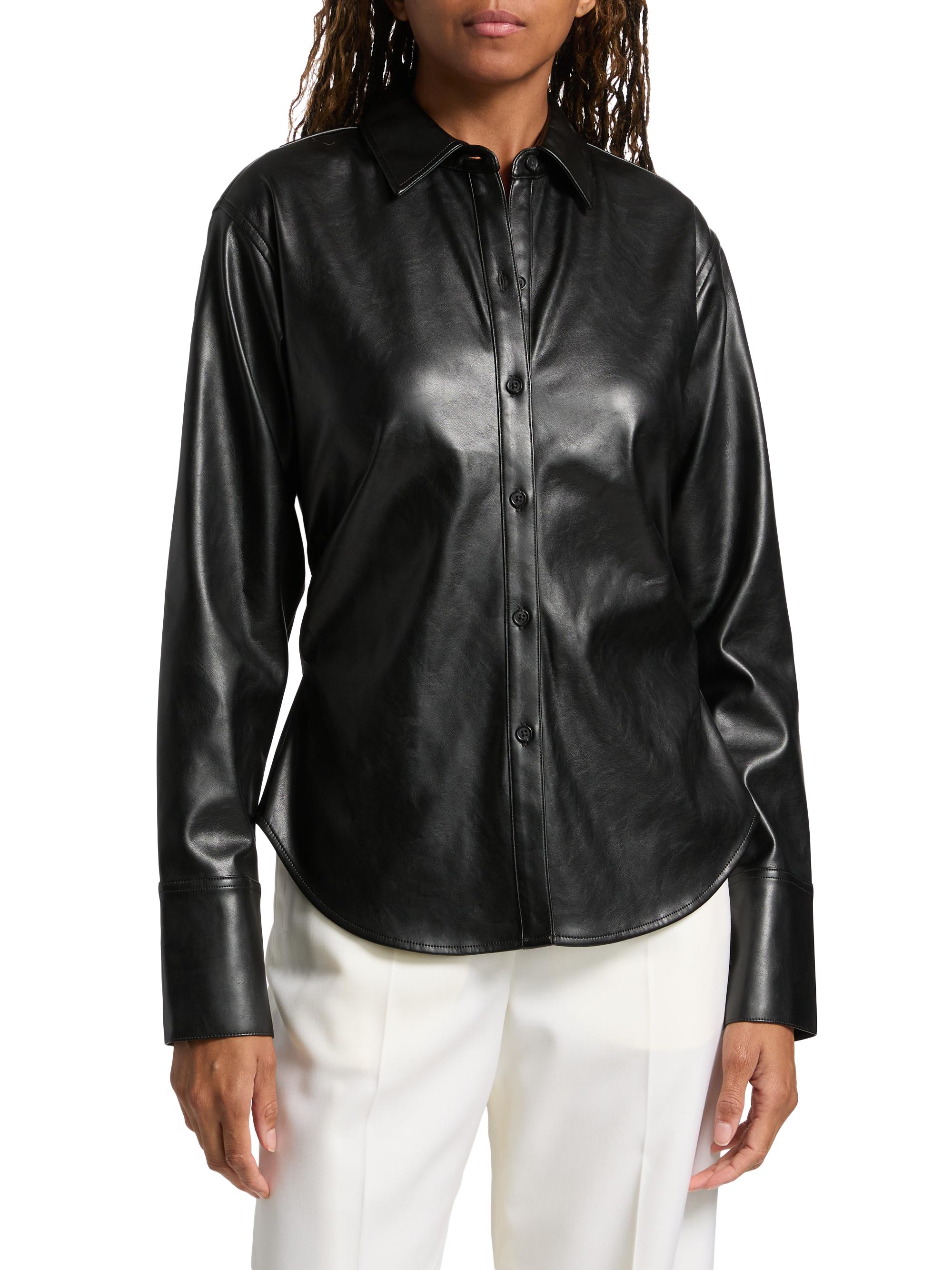 rag & bone Leah Faux-Leather Button-Front Shirt | Saks Fifth