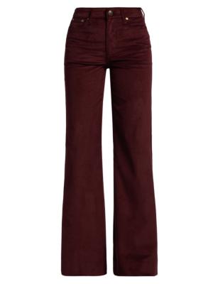 rag & bone Women's Skylar Corduroy Wide-Leg Trousers - Burgandy