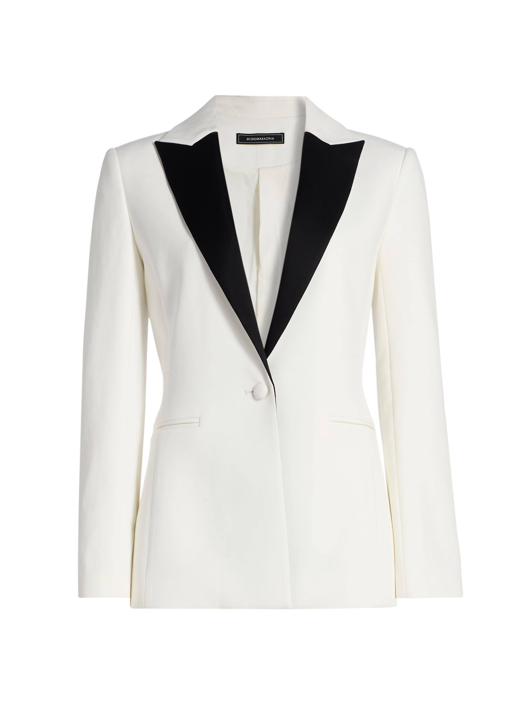 BCBGMAXAZRIA Women's Tux Peak Lapel Blazer - White