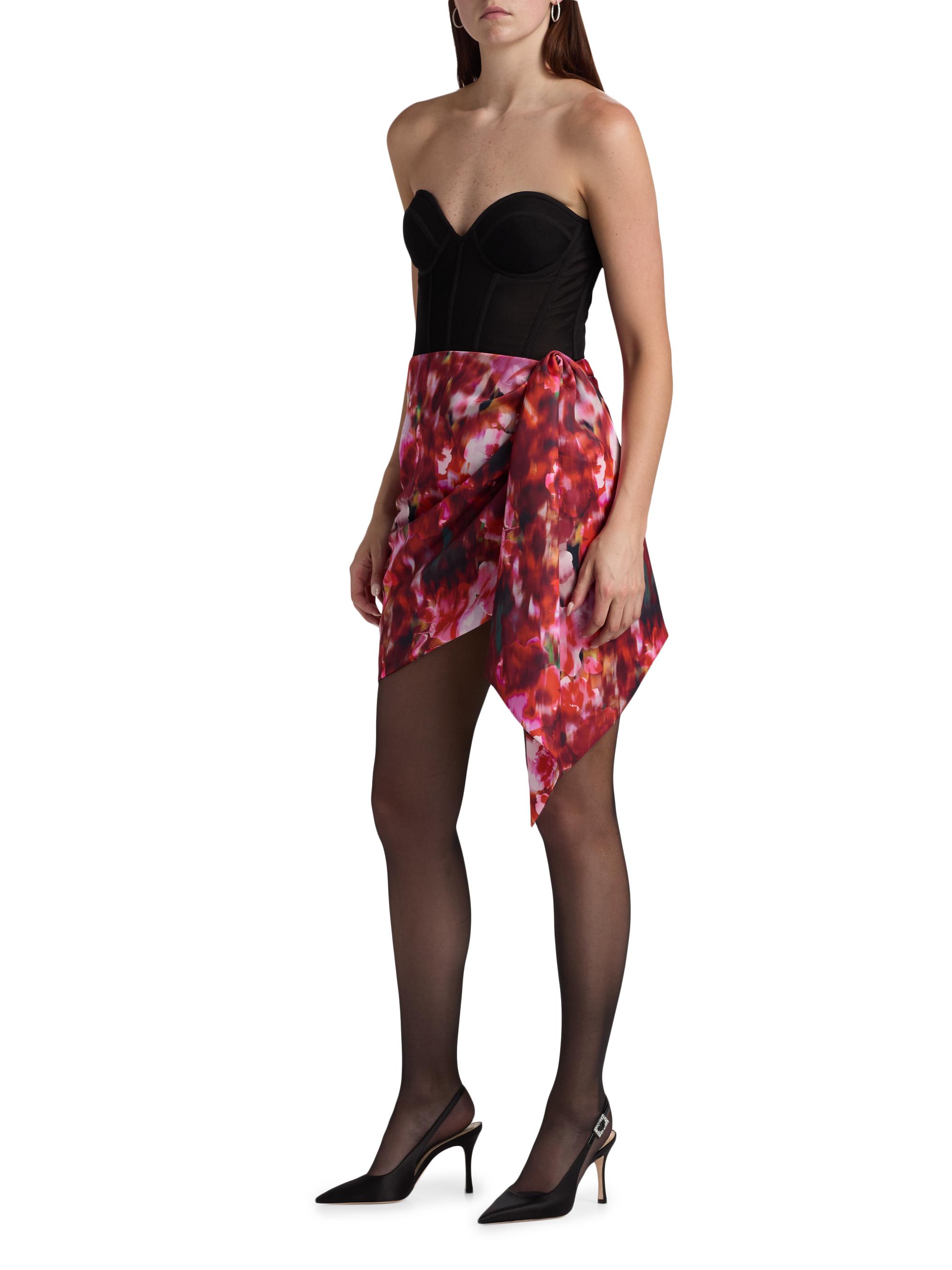 BCBGMAXAZRIA Women's Printed Bustier Minidress - Black Washed Floral Chilli | Thumbnail 4