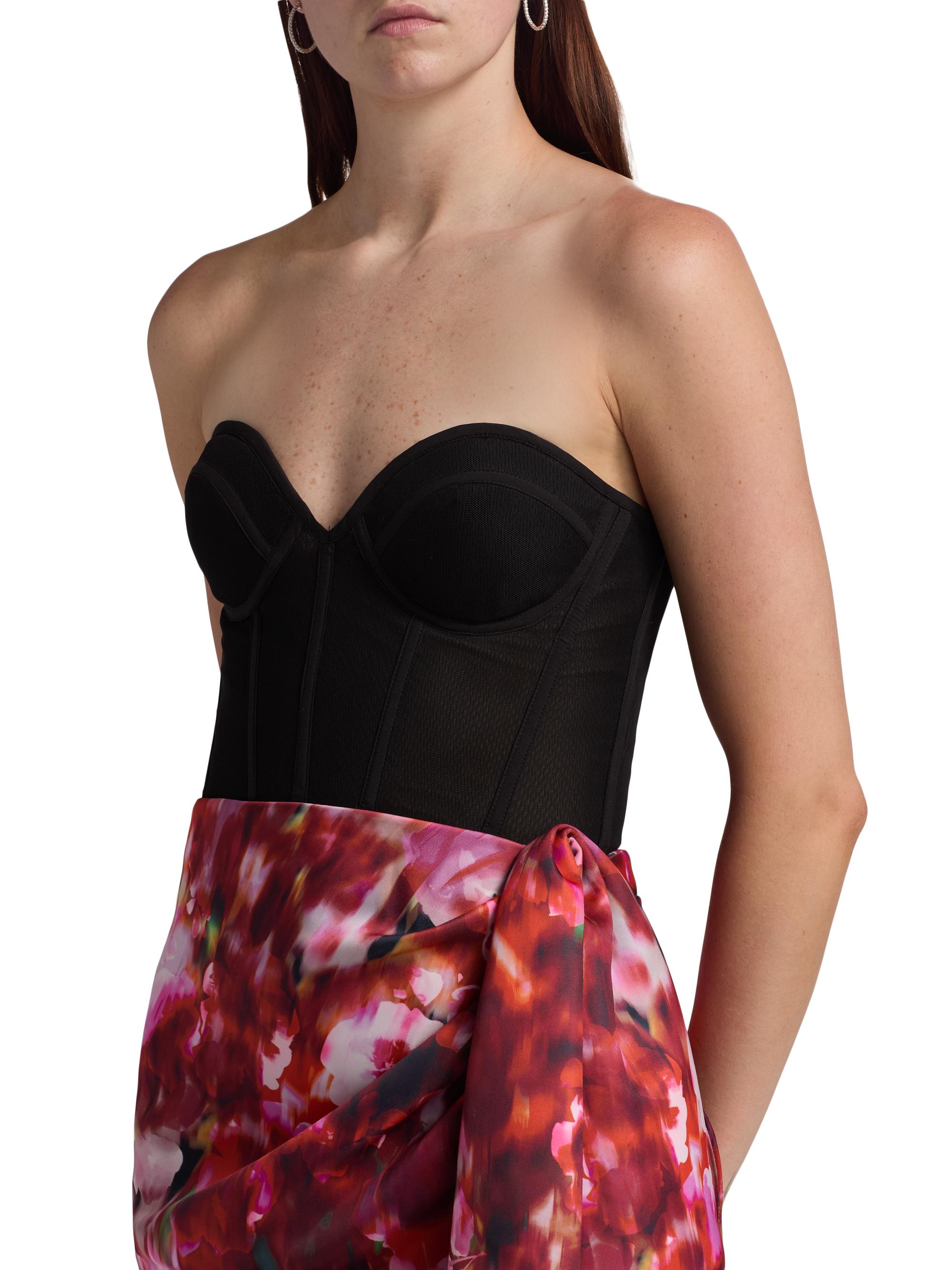 BCBGMAXAZRIA Women's Printed Bustier Minidress - Black Washed Floral Chilli | Thumbnail 6