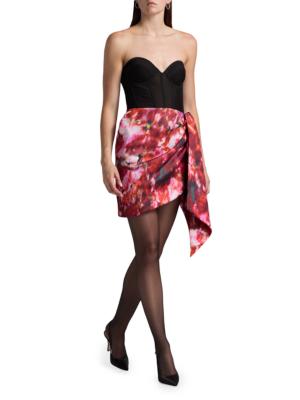 BCBGMAXAZRIA Women's Printed Bustier Minidress - Black Washed Floral Chilli | Thumbnail 2