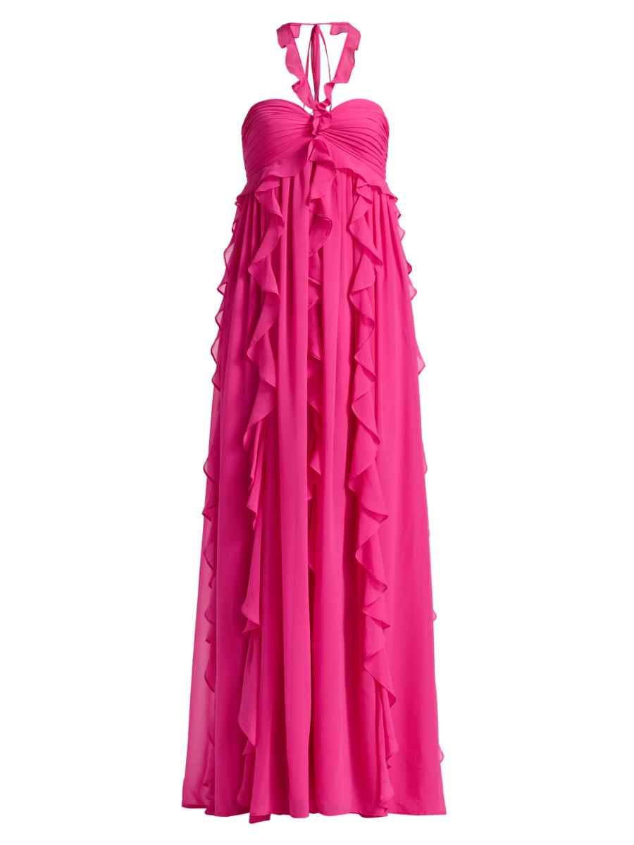 Bcbgmaxazria Women's Ruffled Chiffon Halterneck Gown