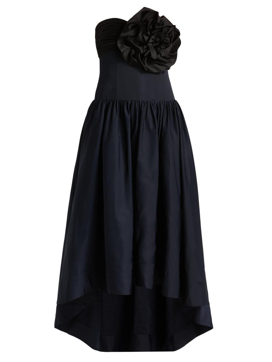 Bcbgmaxazria Women's Floral-appliqué Strapless High-low Gown