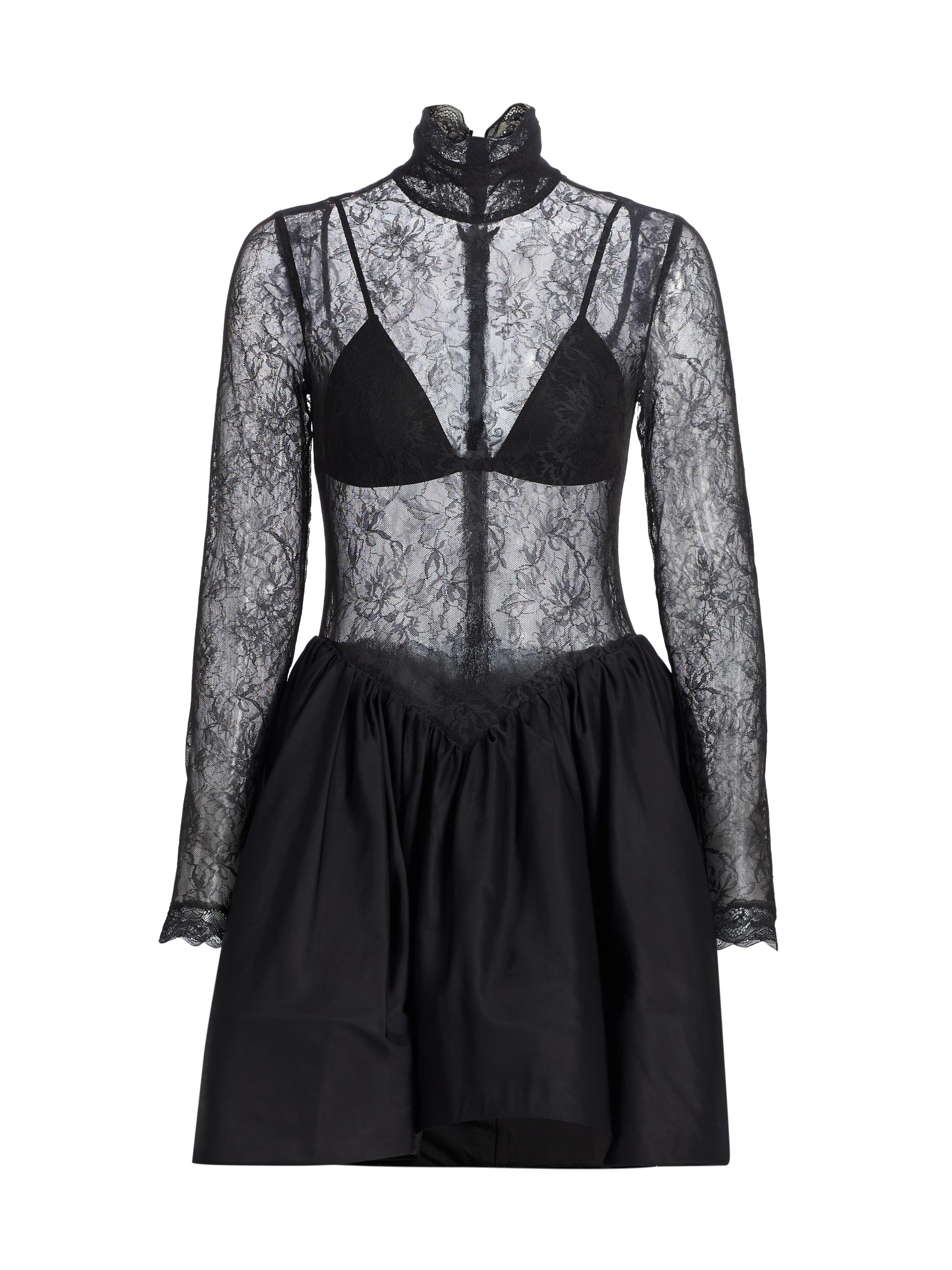 BCBGMAXAZRIA Women's Stretch Lace Bubble Minidress - Black