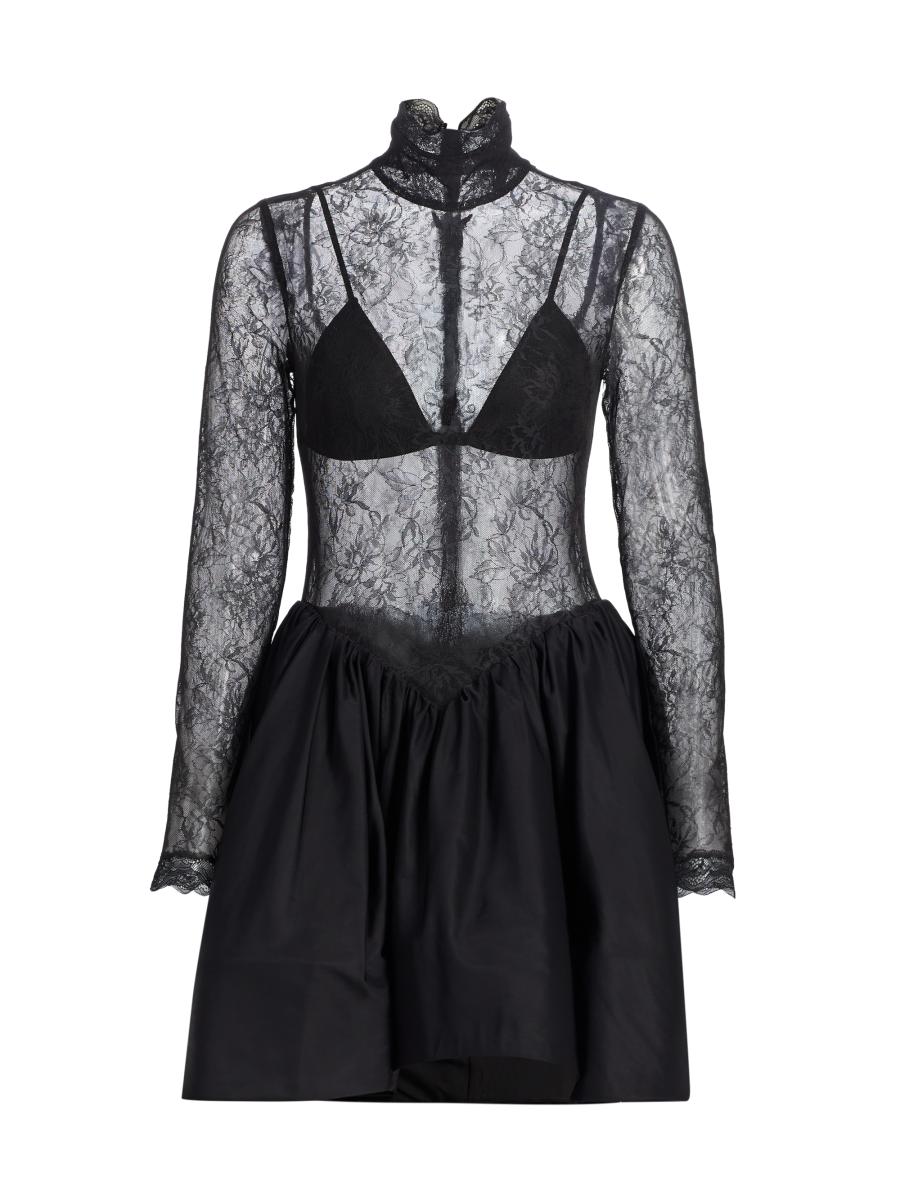 Bcbgmaxazria Women's Stretch Lace Bubble Minidress In Black