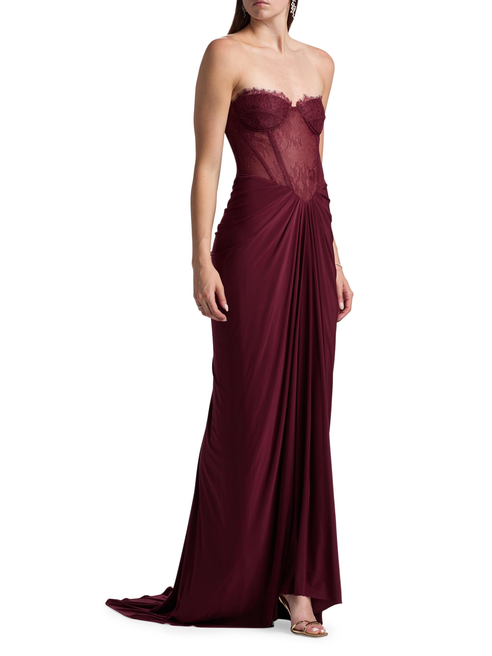 BCBGMAXAZRIA Women's Lace & Jersey Strapless Gown - Quartz Pink | Thumbnail 2