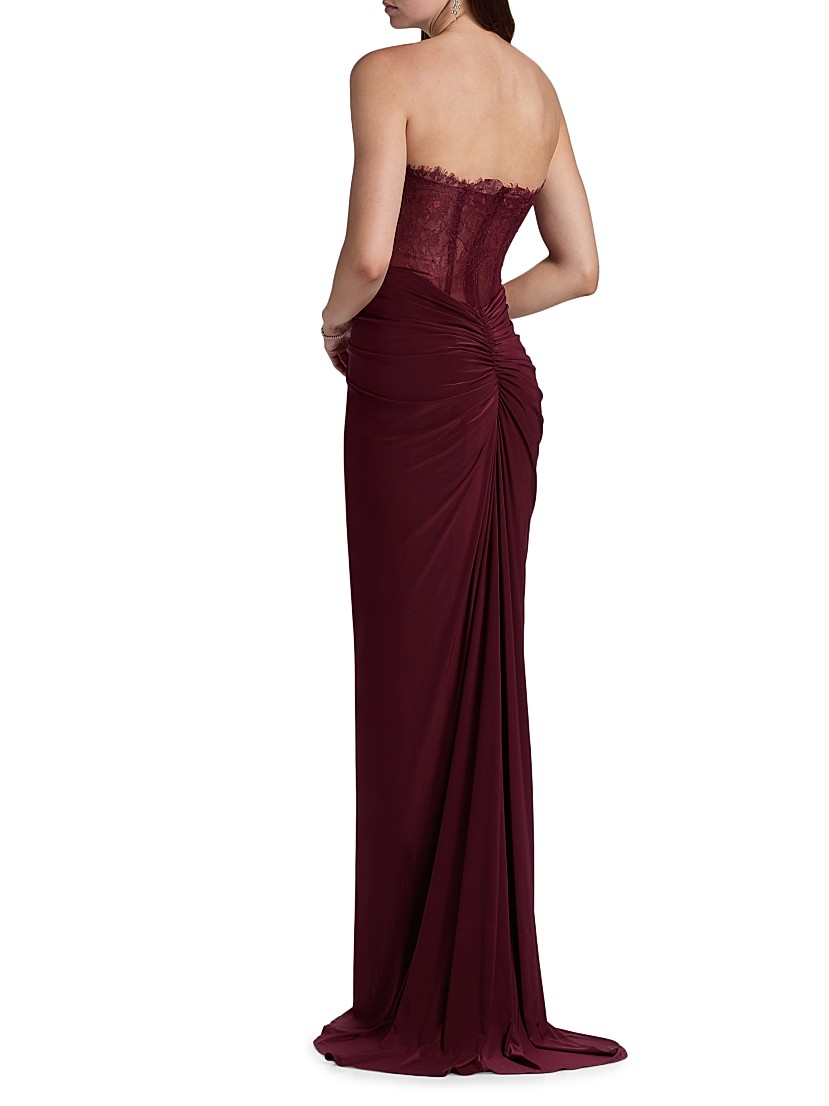 knee length dresses for ladies BCBGMAXAZRIA Black Lace-Trim Midi Dress Runway Catalog