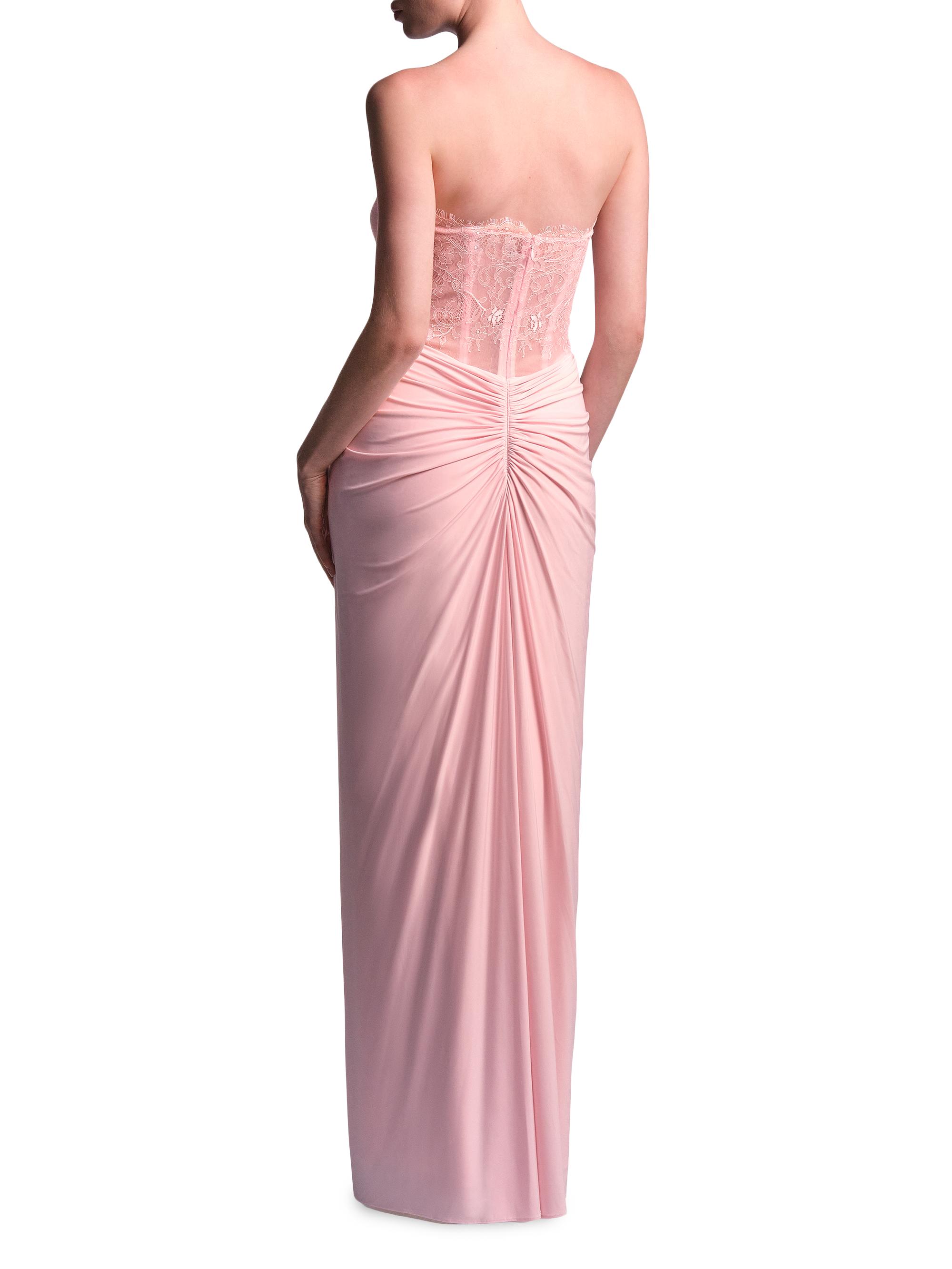 BCBGMAXAZRIA Women's Lace & Jersey Strapless Gown - Quartz Pink | Thumbnail 6