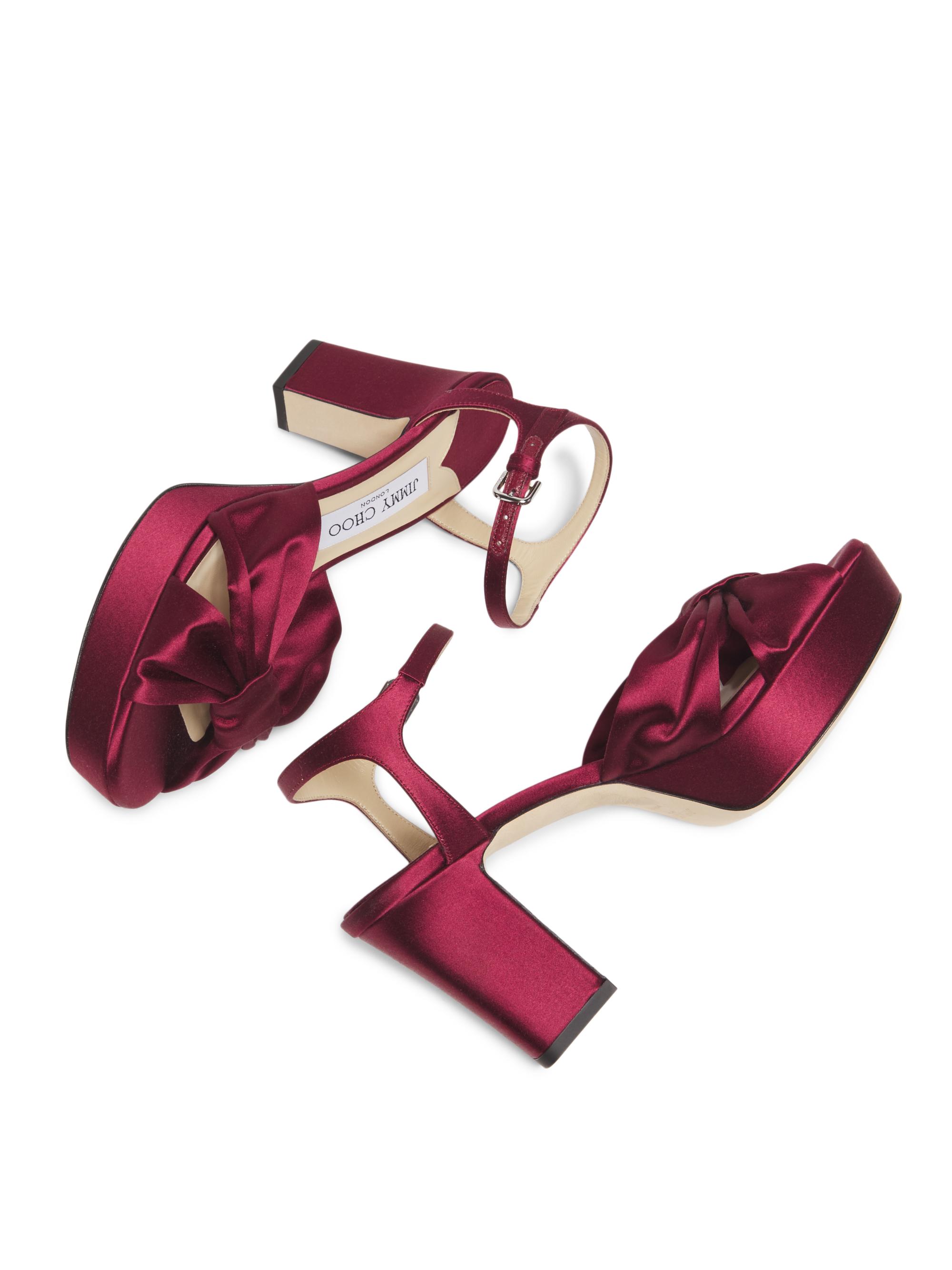 Jimmy Choo Heloise 80MM Satin Platform Sandals | Saks Fifth Avenue