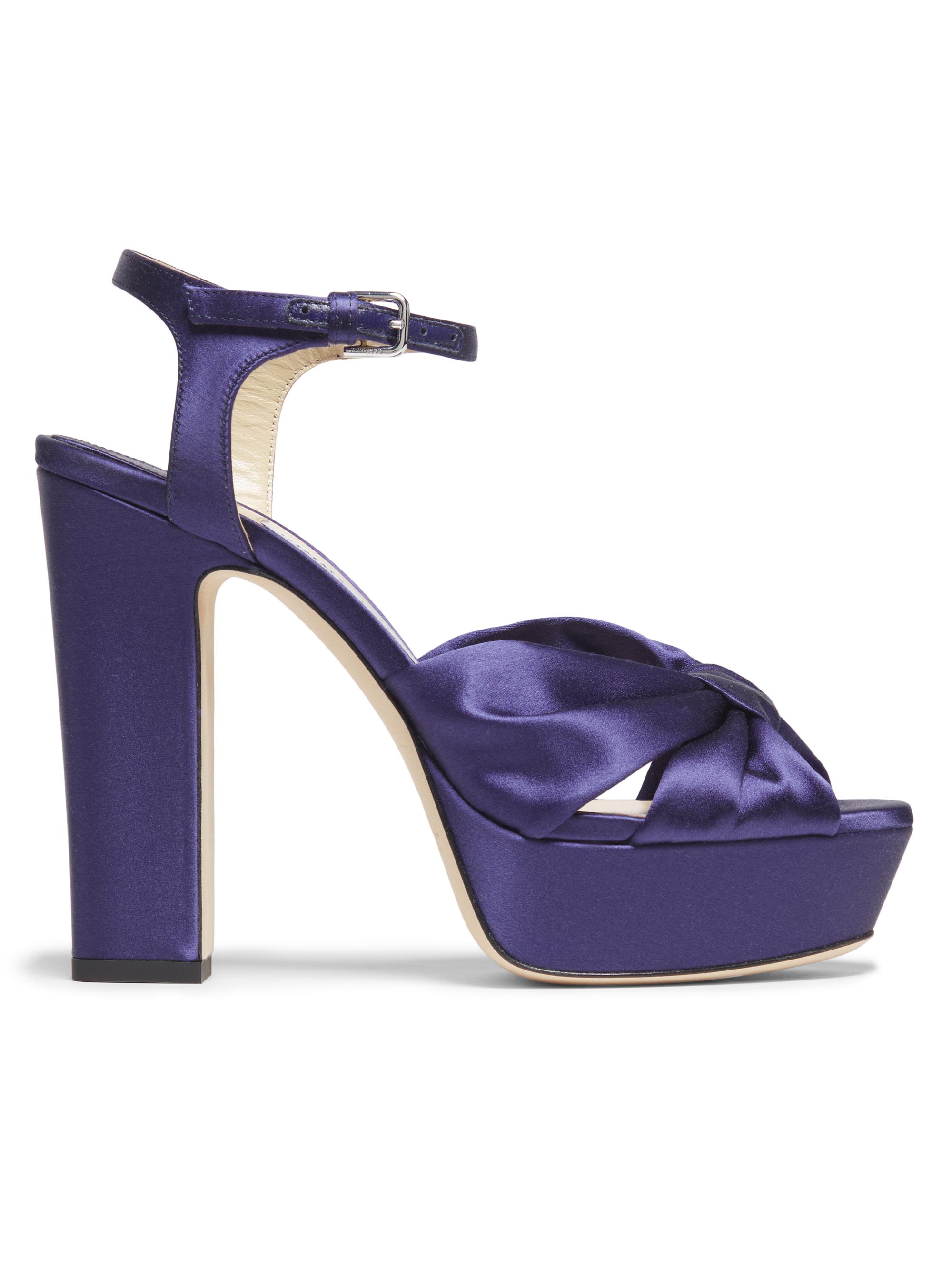 Jimmy Choo Women's Heloise 0MM Satin Platform Sandals - Dark Violet