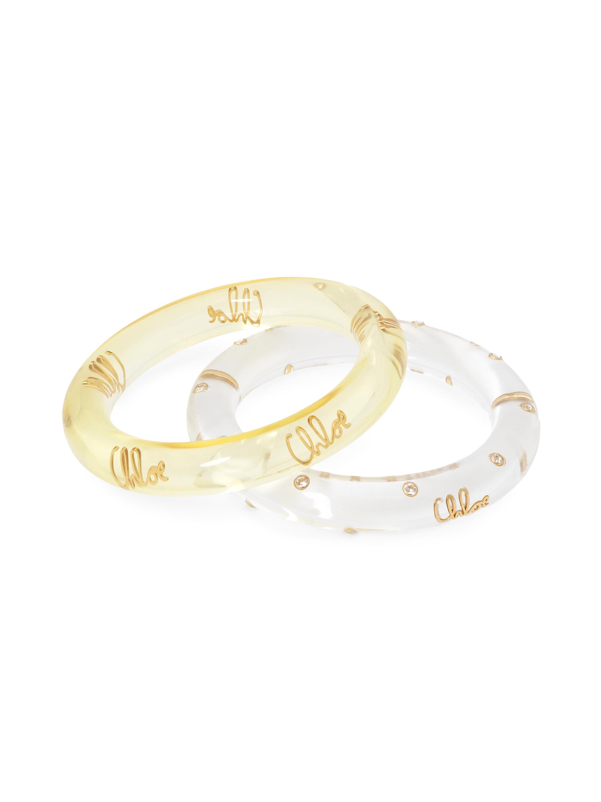 Chloé Women's Plage Goldtone & Crystal 2-Piece Bangle Set - White Yellow