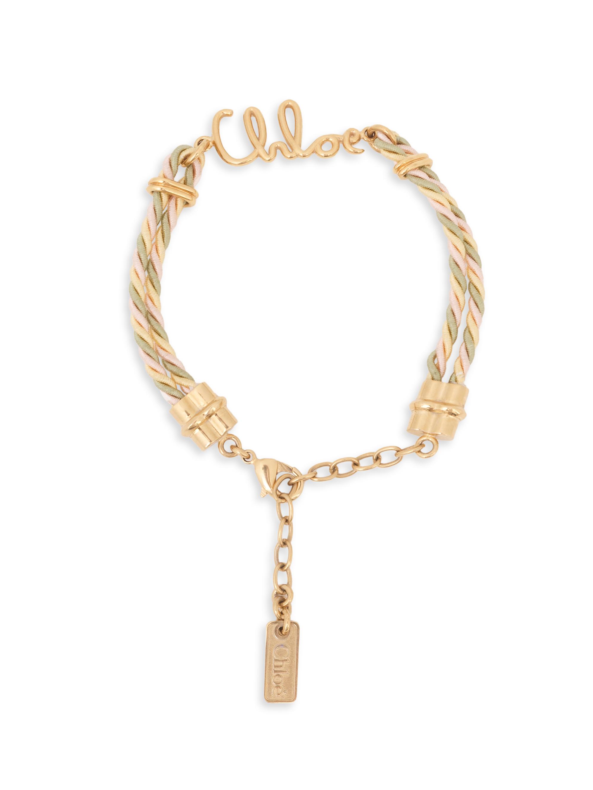 Chloé Women's Plage Goldtone Woven Logo Bracelet - Multicolor Beige