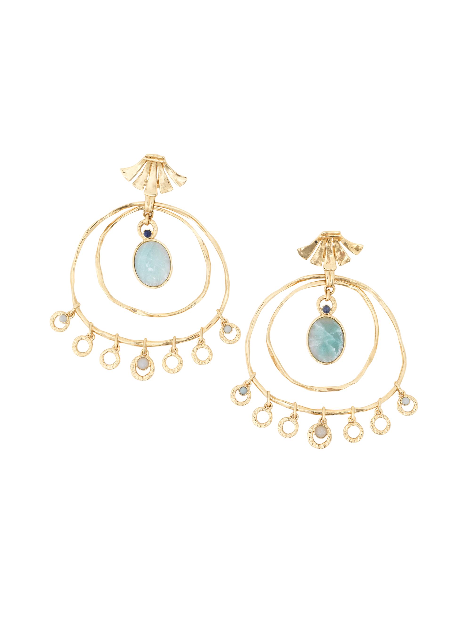 Chloé Women's Sunflower Goldtone, Sodalite & Amazonite Drop Earrings - Gold And Turquoise