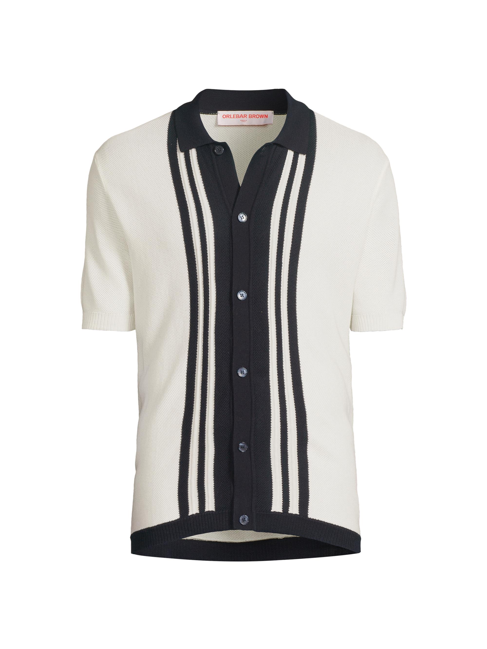 Orlebar Brown Men's Tiernan Lumina Stripe Shirt - White Sand Night Iris