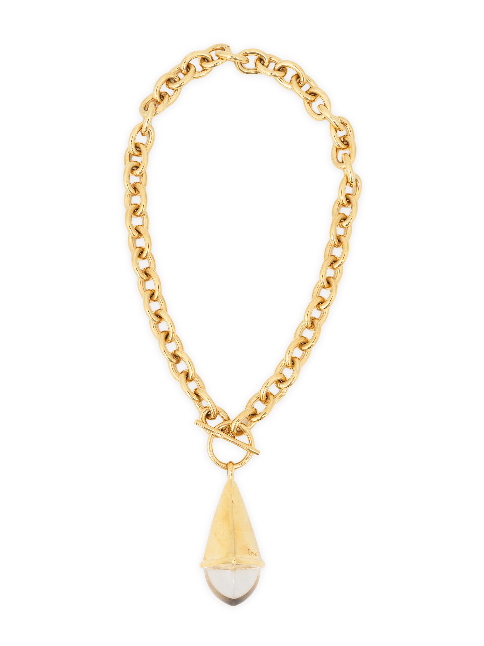 Chloé Women's Goldtone Teardrop Pendant Necklace - Gold And Transparent