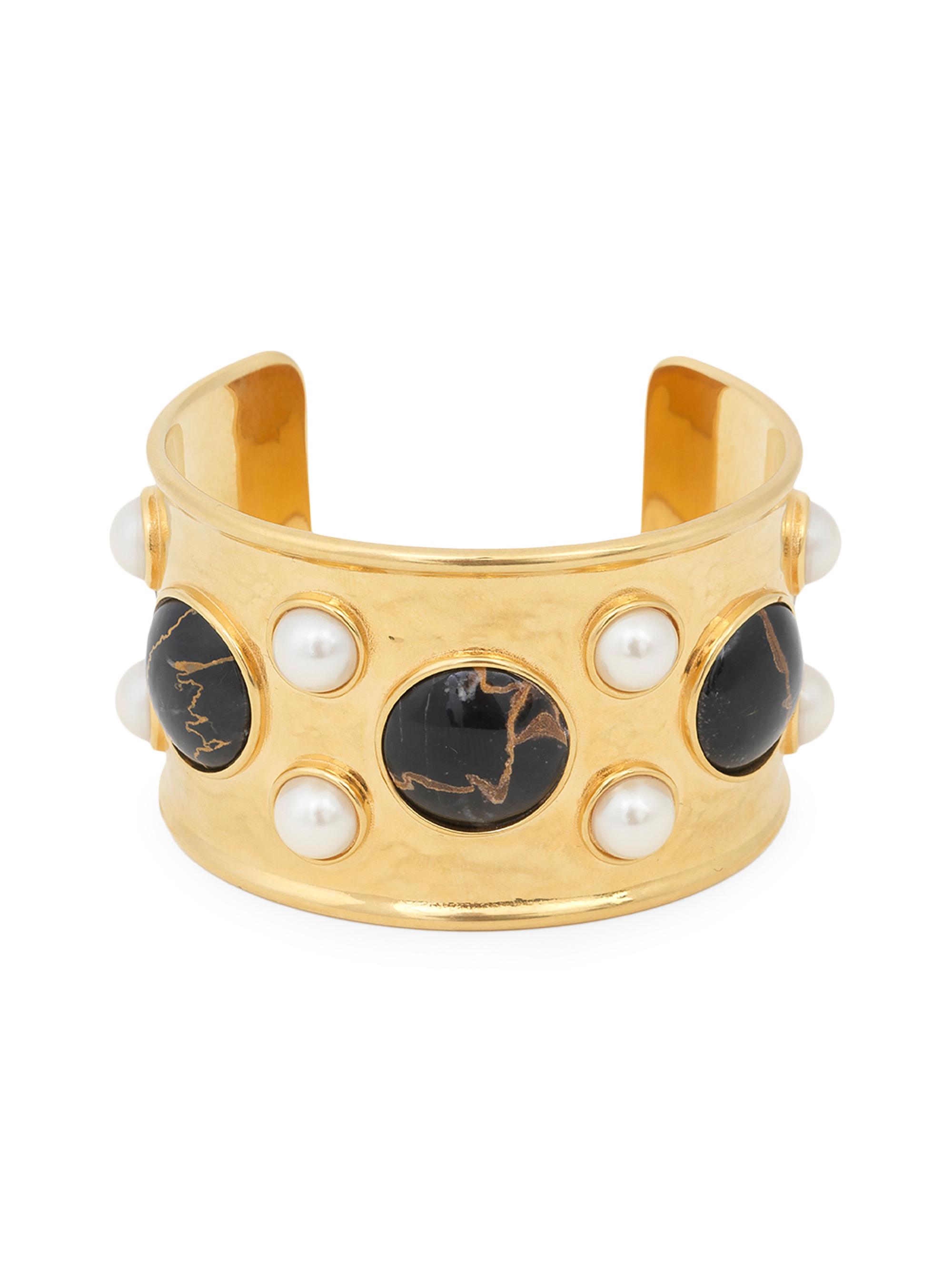 Chloé Women's Goldtone, Resin & Imitation Pearl Cuff Bracelet - Gold And Black