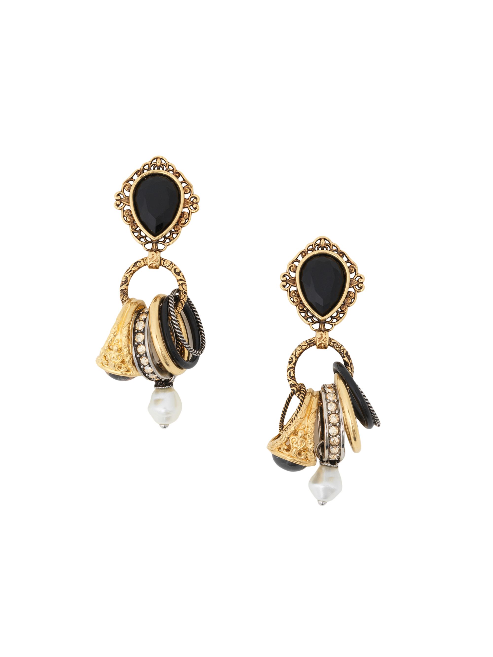 Chloé Women's Goldtone, Imitation Pearl, Resin & Crystal Drop Earrings - Gold Palladium And Black