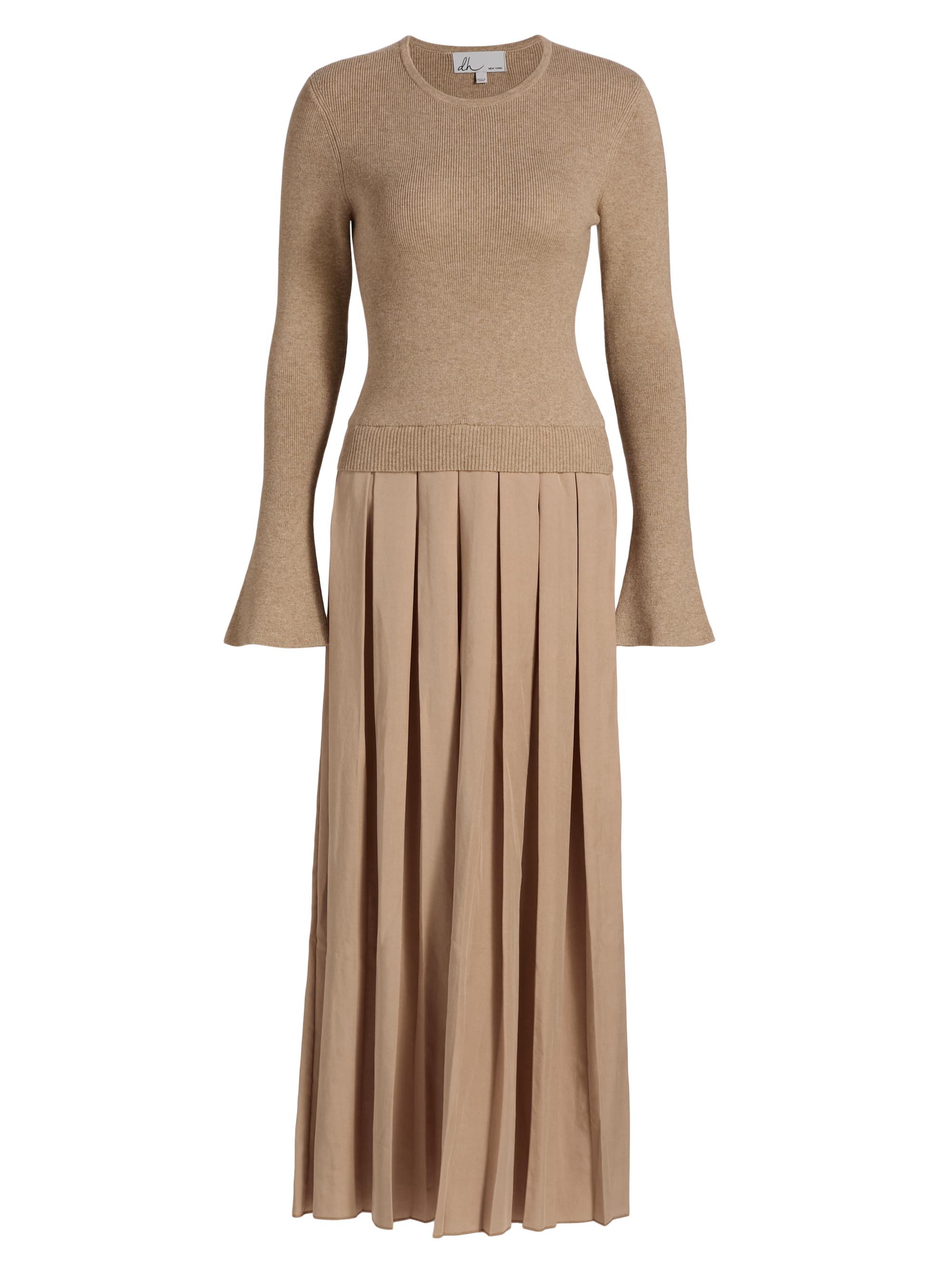 dh New York Women's Meryl Pleated Maxi Dress - Cappuccino