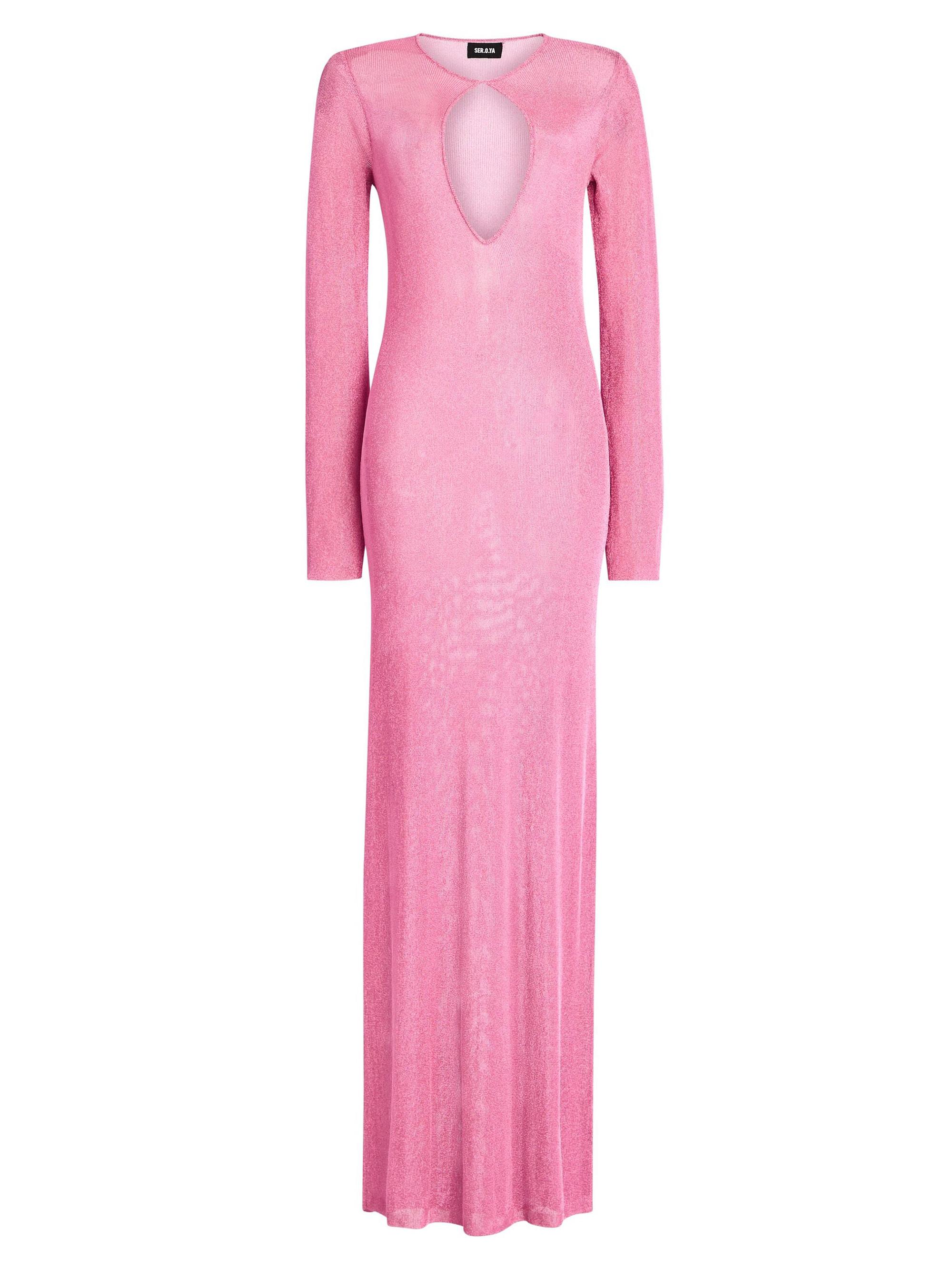 Ser.o.ya Women's Carmel Metallic Knit Maxi Dress - Bubblegum Pink