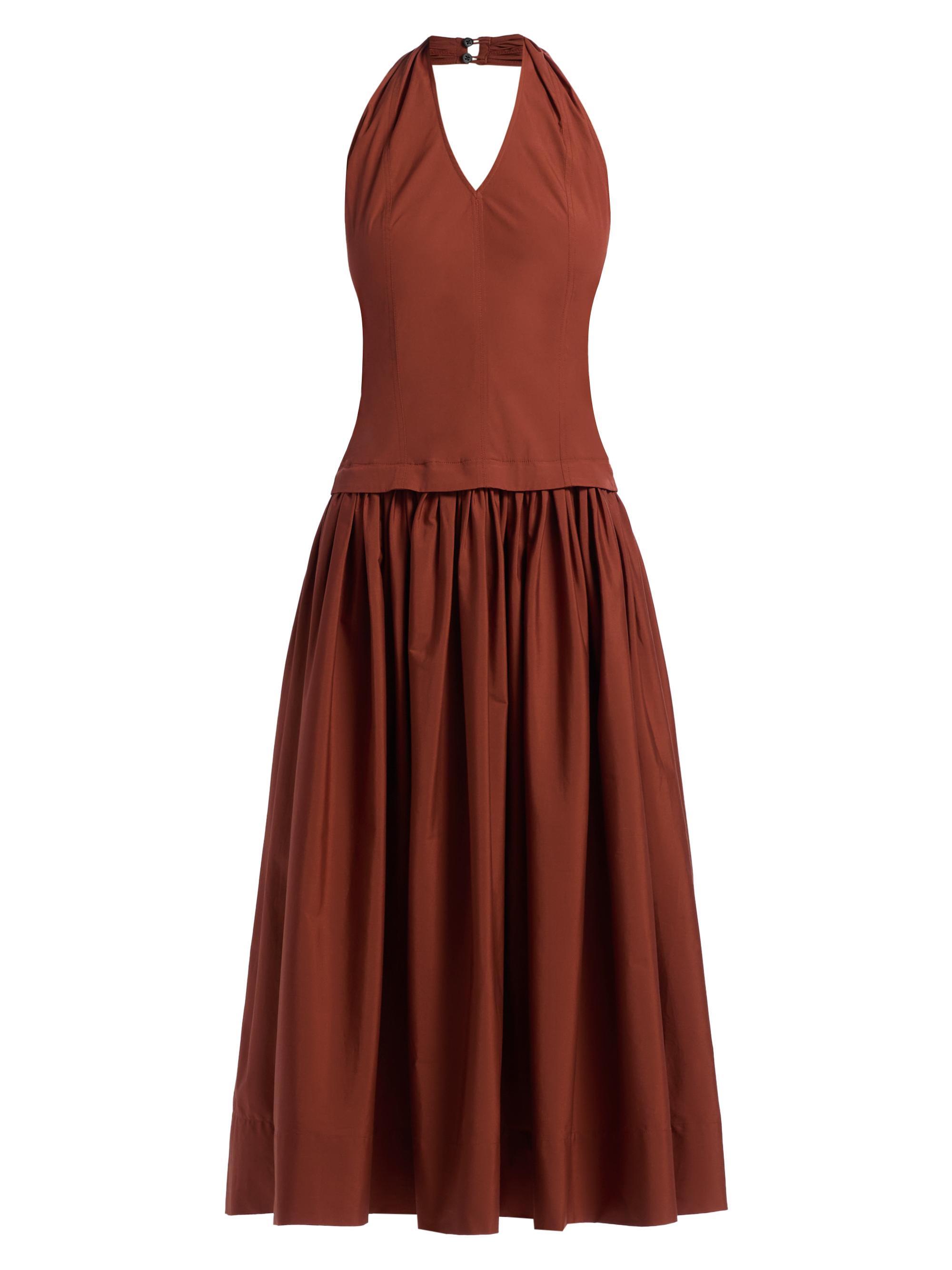 A.L.C. Women's Nora Halterneck Stretch-Cotton Midi-Dress - Dark Bosco