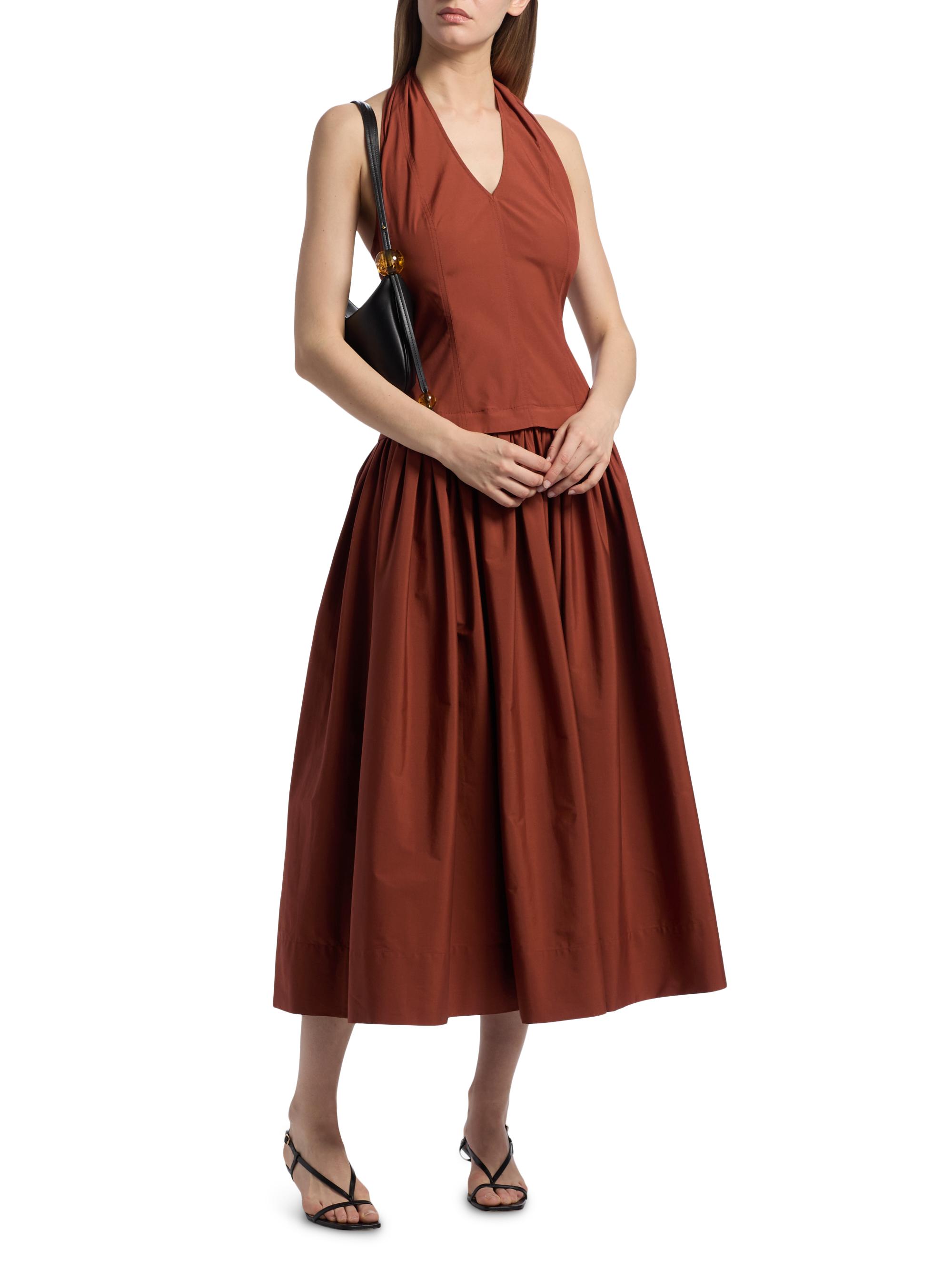 A.L.C. Nora Halterneck Stretch-Cotton Midi-Dress | Saks Fifth Avenue