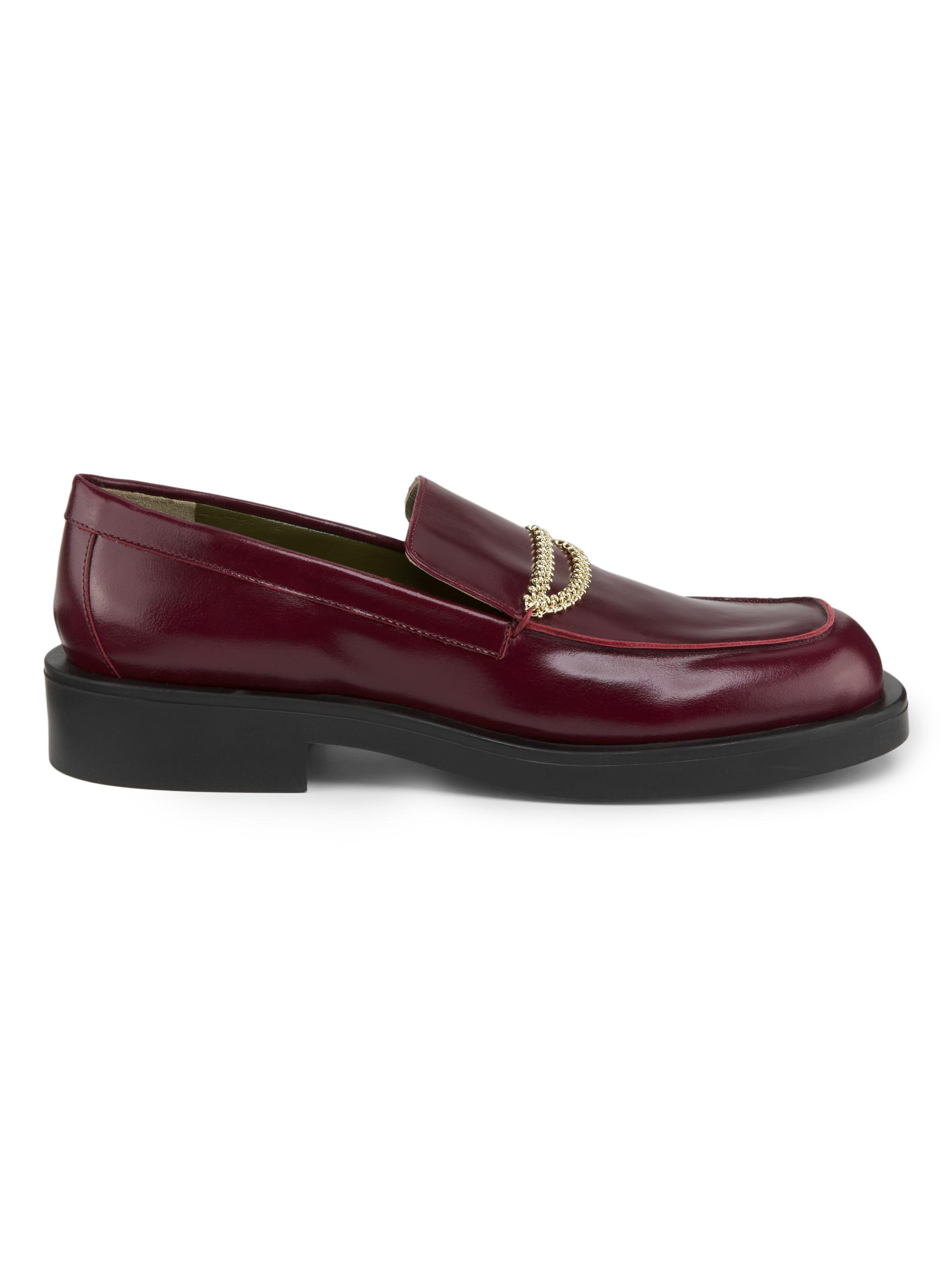 Maria Luca Women's Noemi Leather Chain Loafers - Dark Red