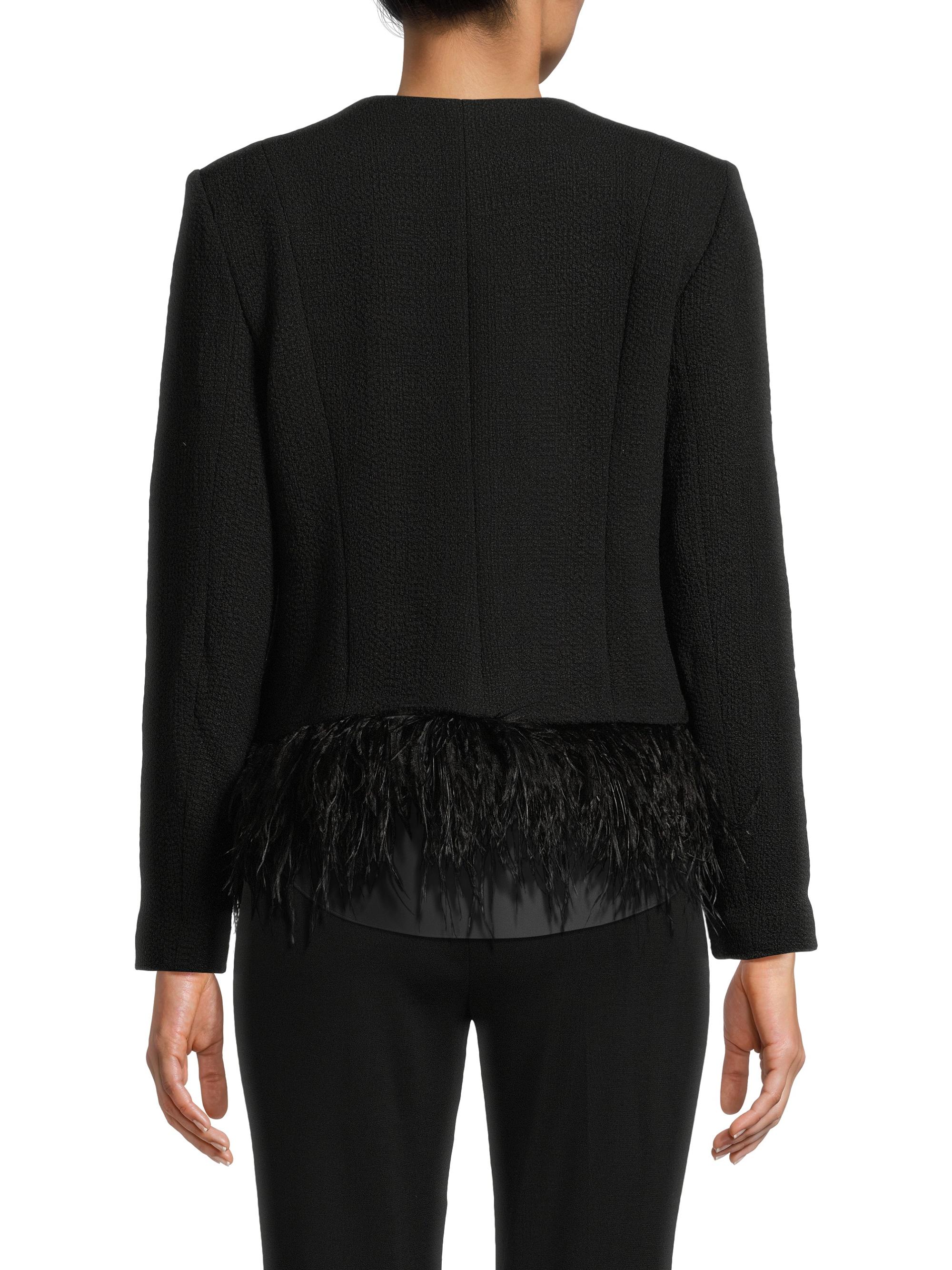 Malina Feather-Trimmed Double-Breasted Jacket