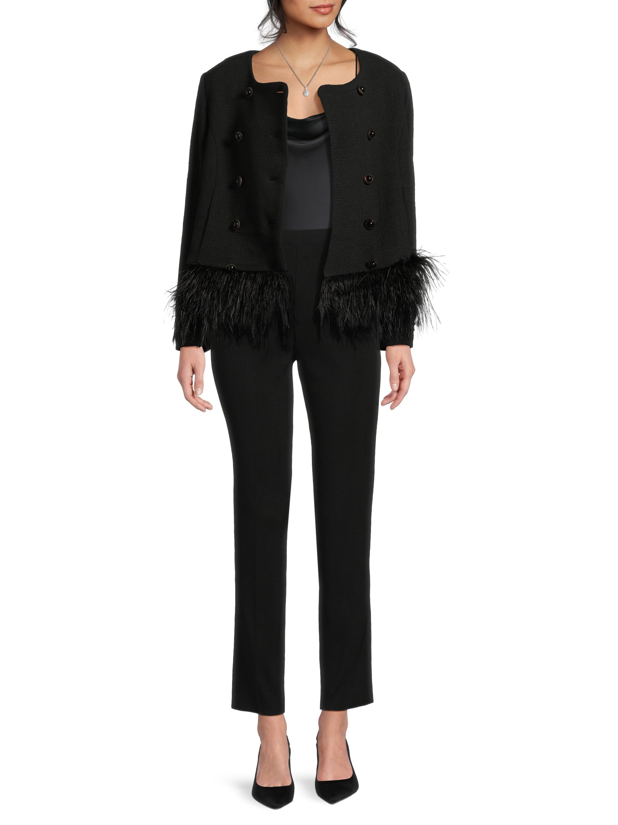 Malina Feather-Trimmed Double-Breasted Jacket