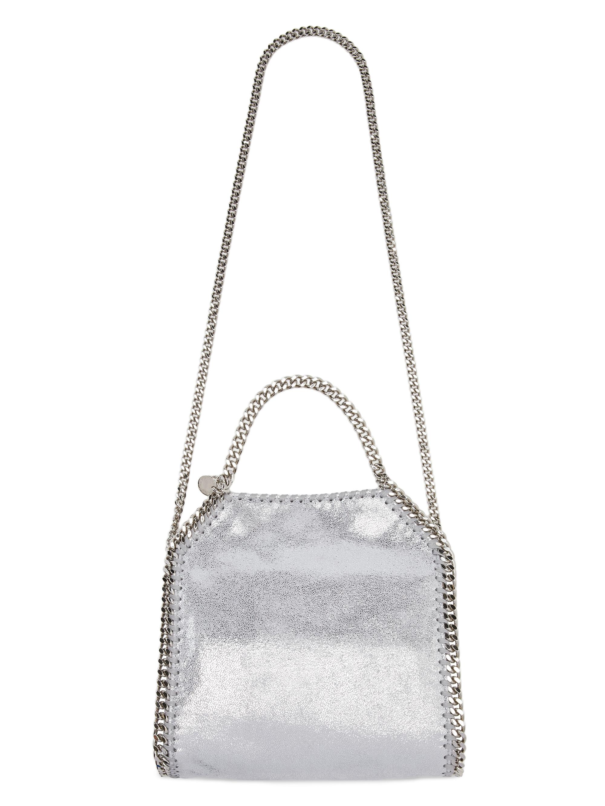 Stella McCartney Women's Mini Falabella Eco Shiny Dotted Chamois Tote Bag - Silver