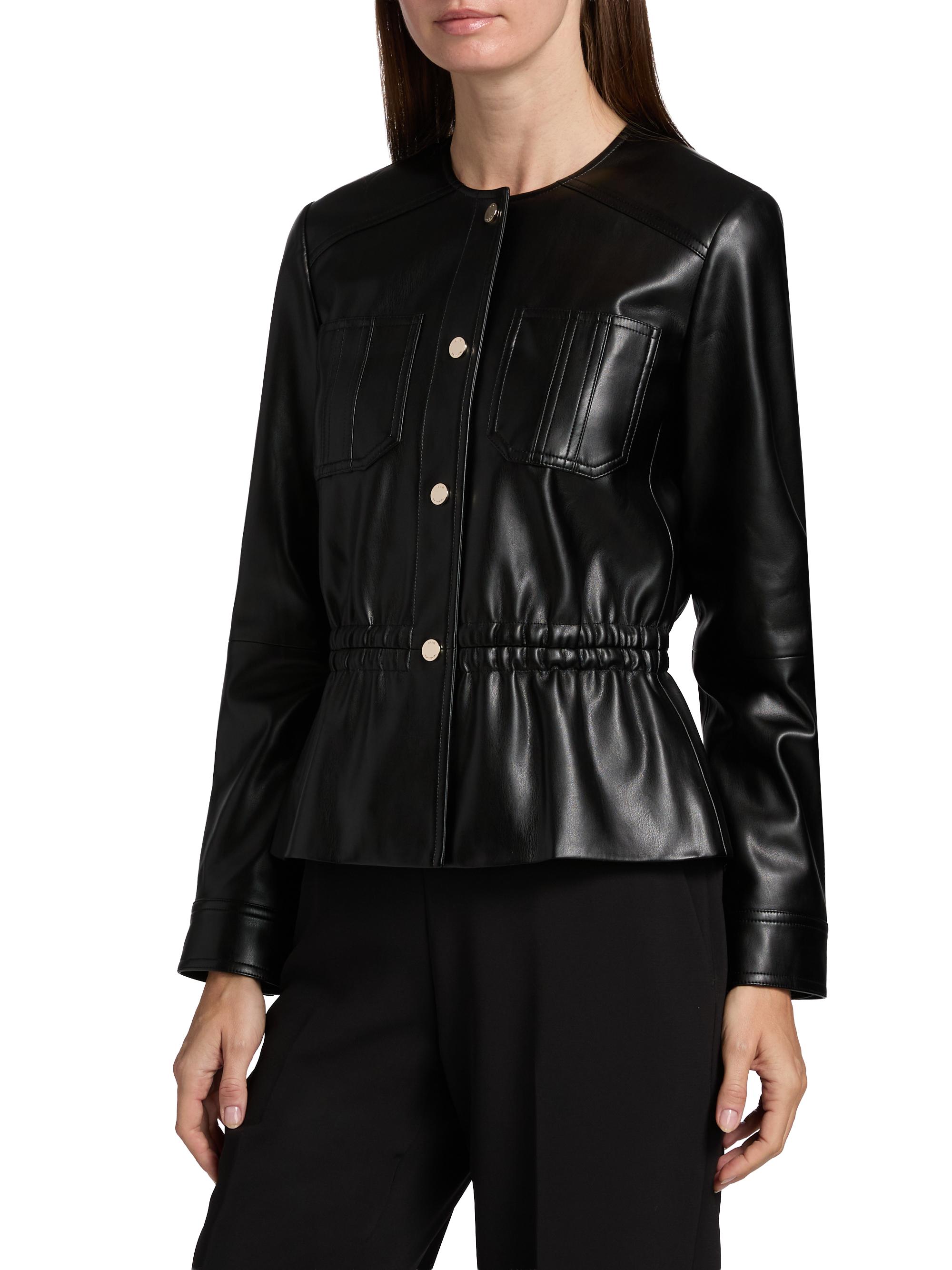 Elie Tahari Women's Aliza Faux-Leather Jacket - Noir - Size Small