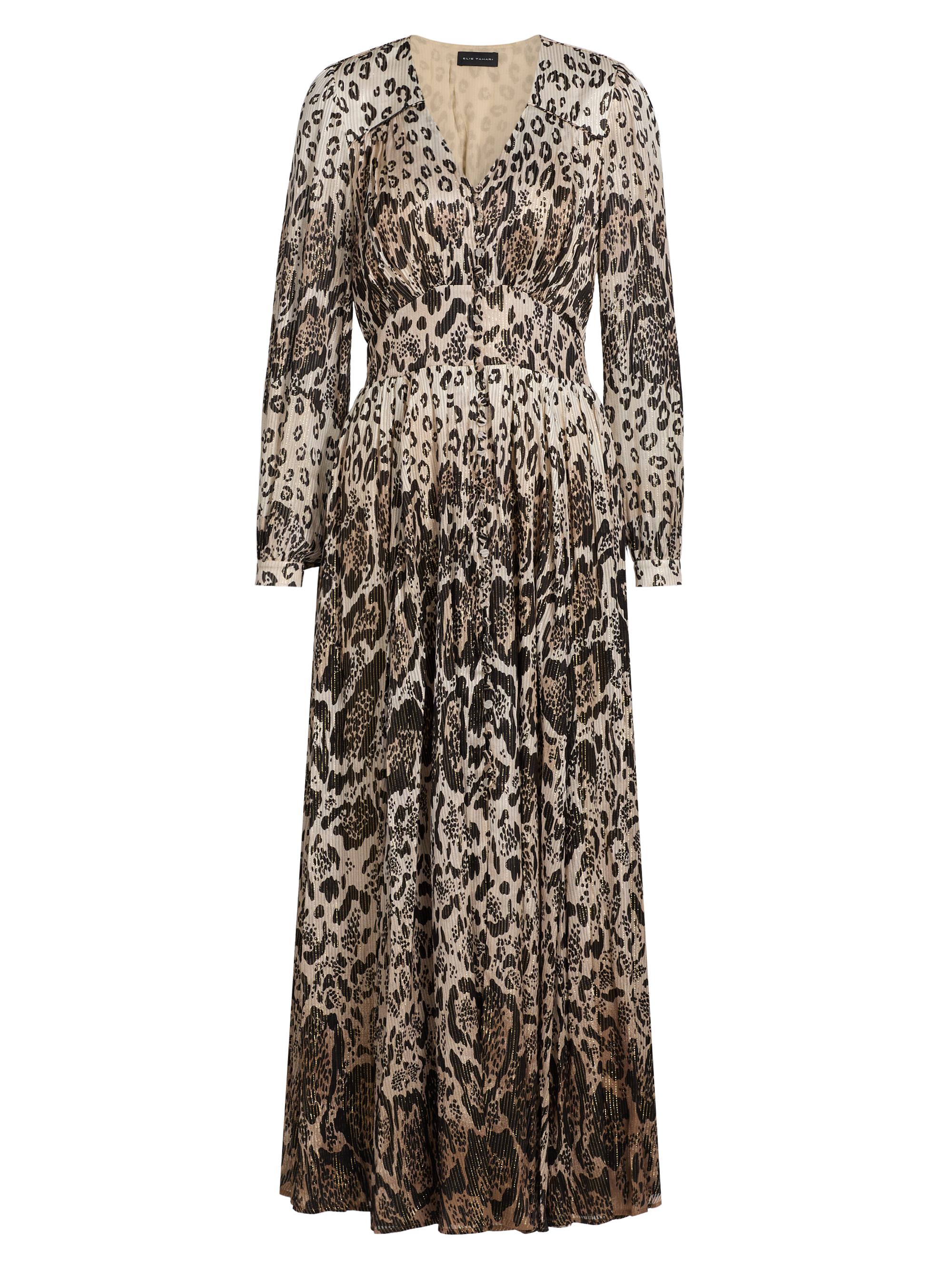 Elie Tahari Women's Alba Printed Silk-Blend Maxi Dress - Sunset Leopard Print