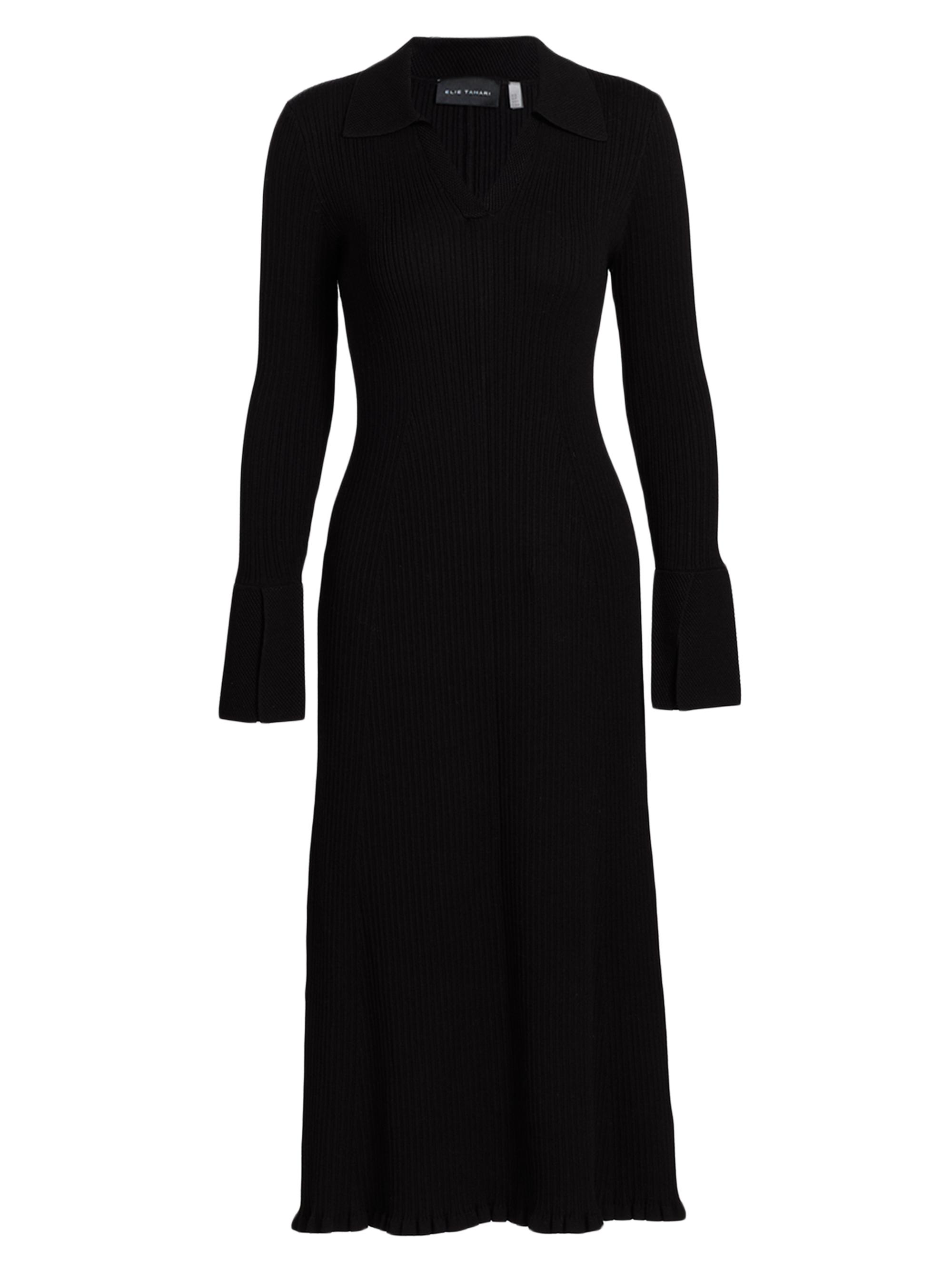 Elie Tahari Women's Moira Rib-Knit Polo Midi-Dress - Noir