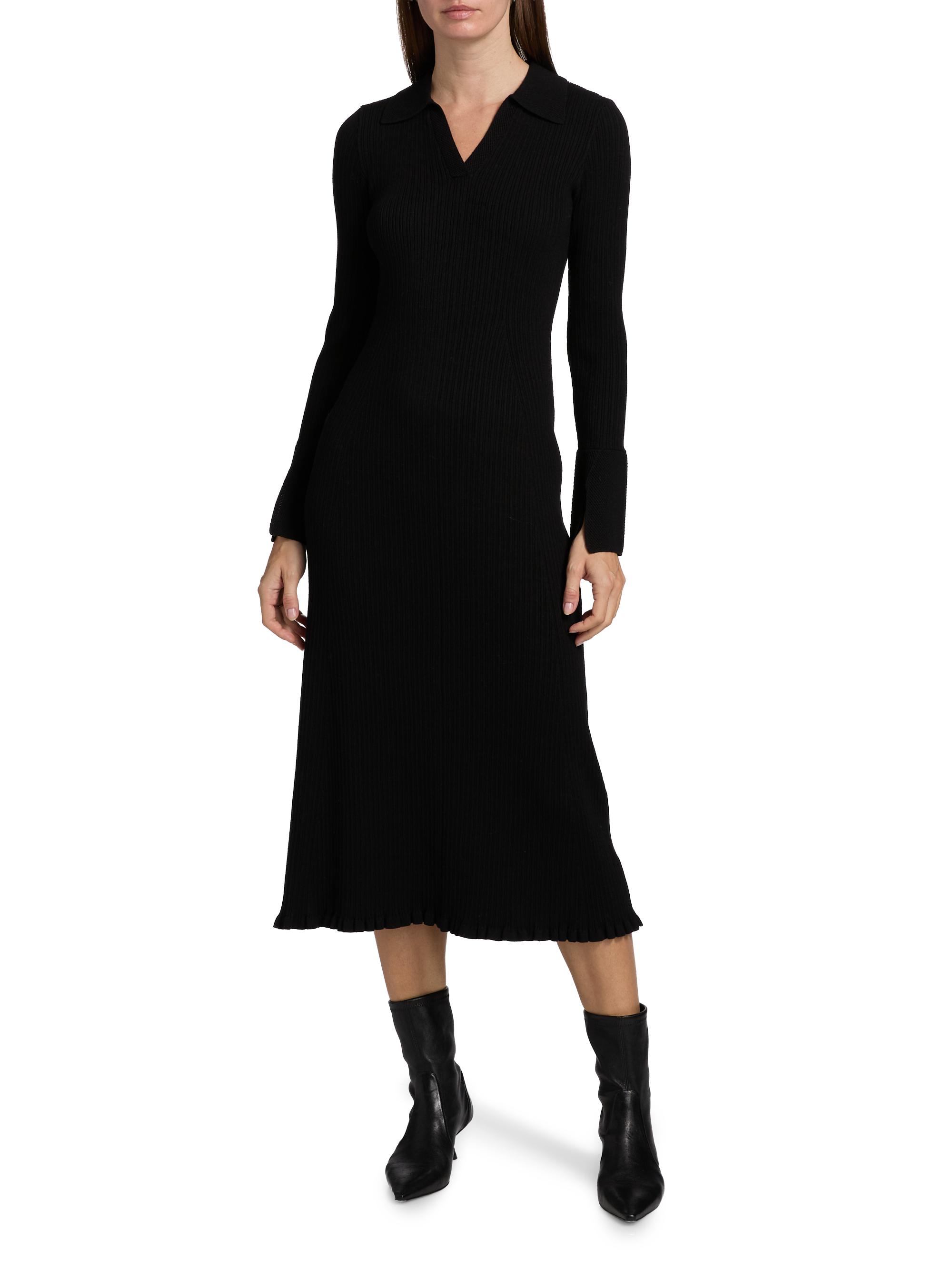 knee length dresses for ladies Rib Knit Midi Polo Dress | Bodycon main image 1