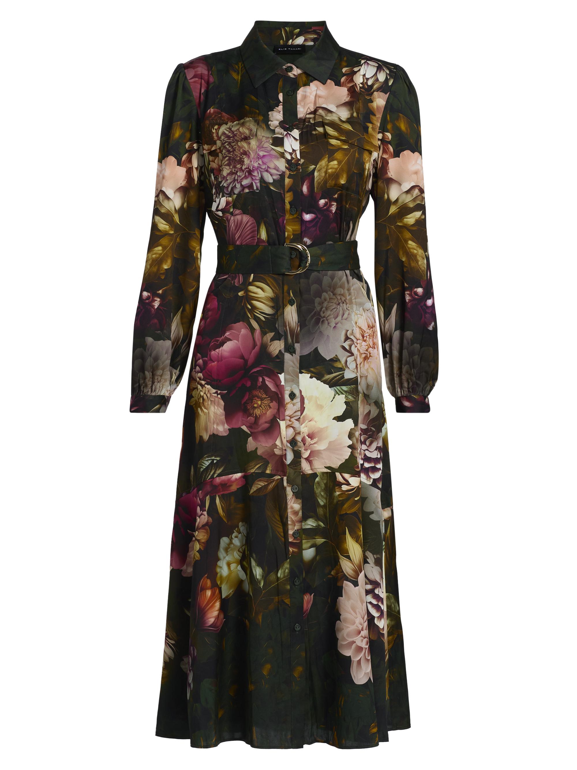 Elie Tahari Mila Floral Silk-Blend Midi-Shirtdress Saks Fifth Avenue