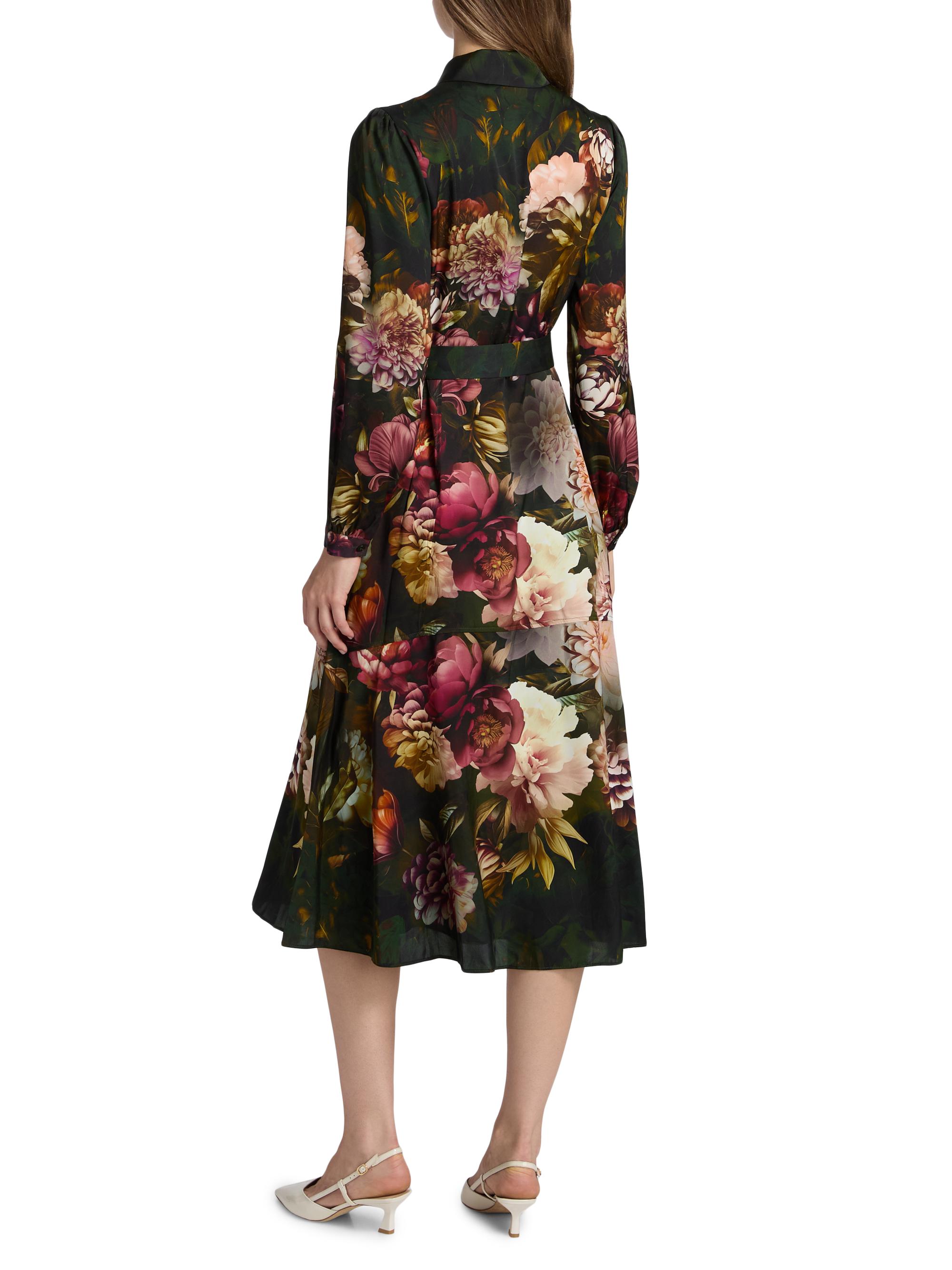 Elie Tahari Mila Floral Silk-Blend Midi-Shirtdress | Saks Fifth Avenue