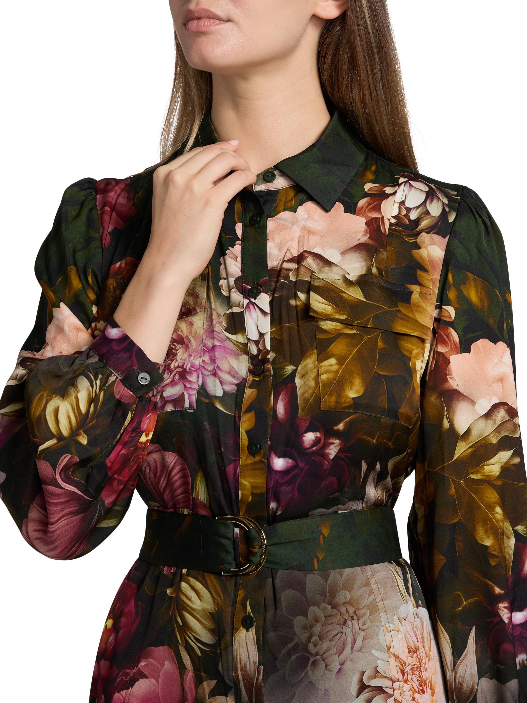 elie tahari the mila silk blend printed dress Elie Tahari Mila Floral Silk-Blend Midi-Shirtdress