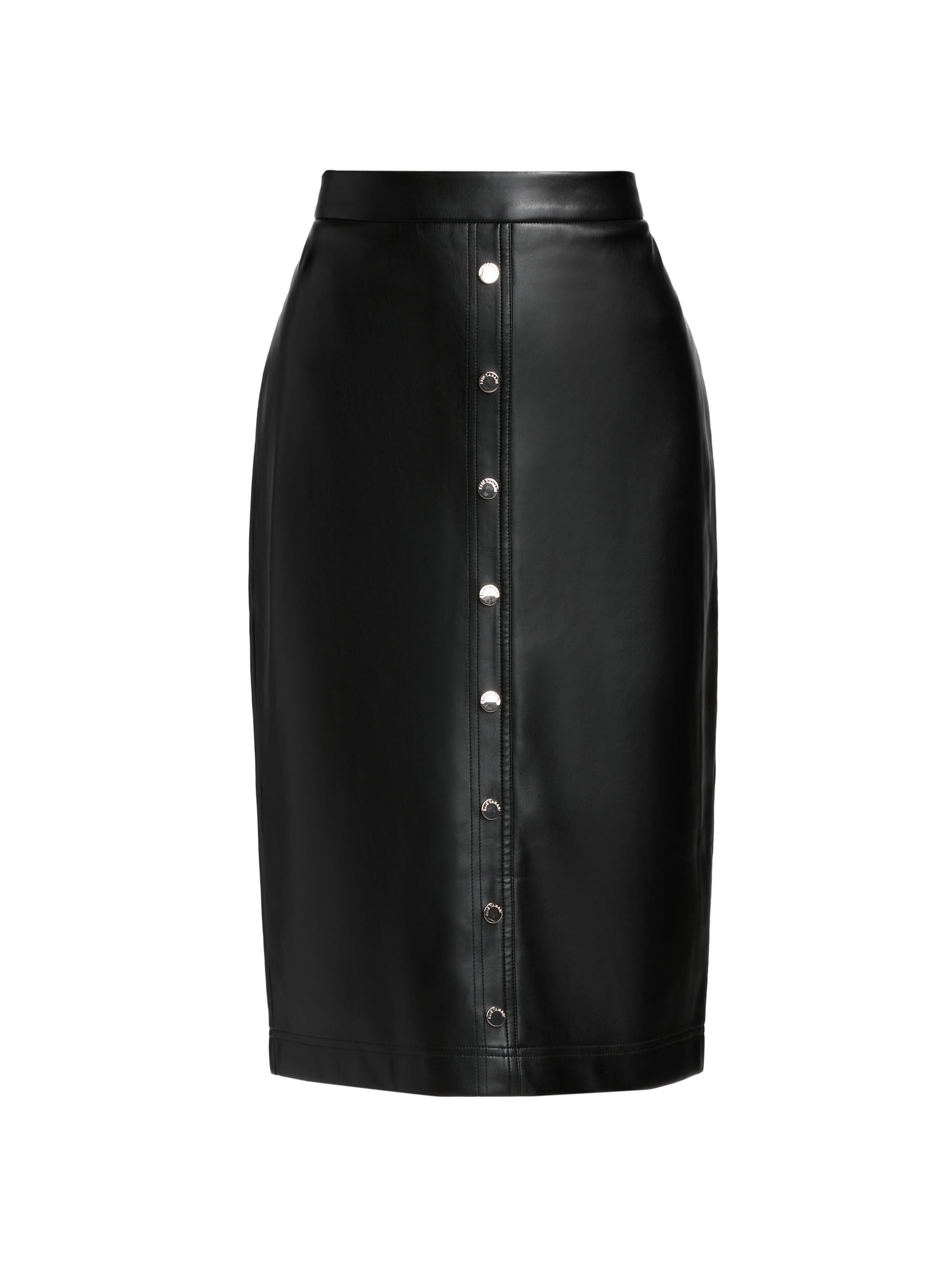 Elie Tahari Women's Emberly Faux-Leather Midi-Skirt - Noir